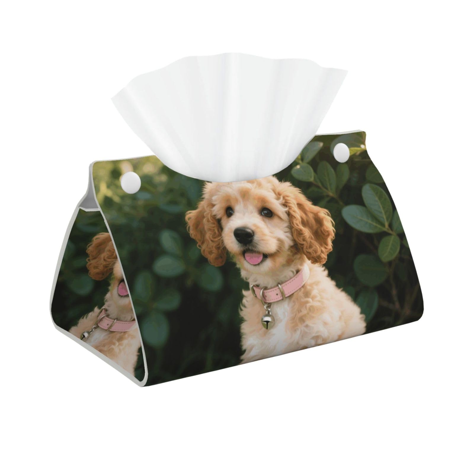 Pu Leather Tissue Box Cover, Dogs Photo Rectangle Tissue Case Covers Decorative Tissue Box Holder Waterproof Tissue Holder Organizer for Bathroom Home Office