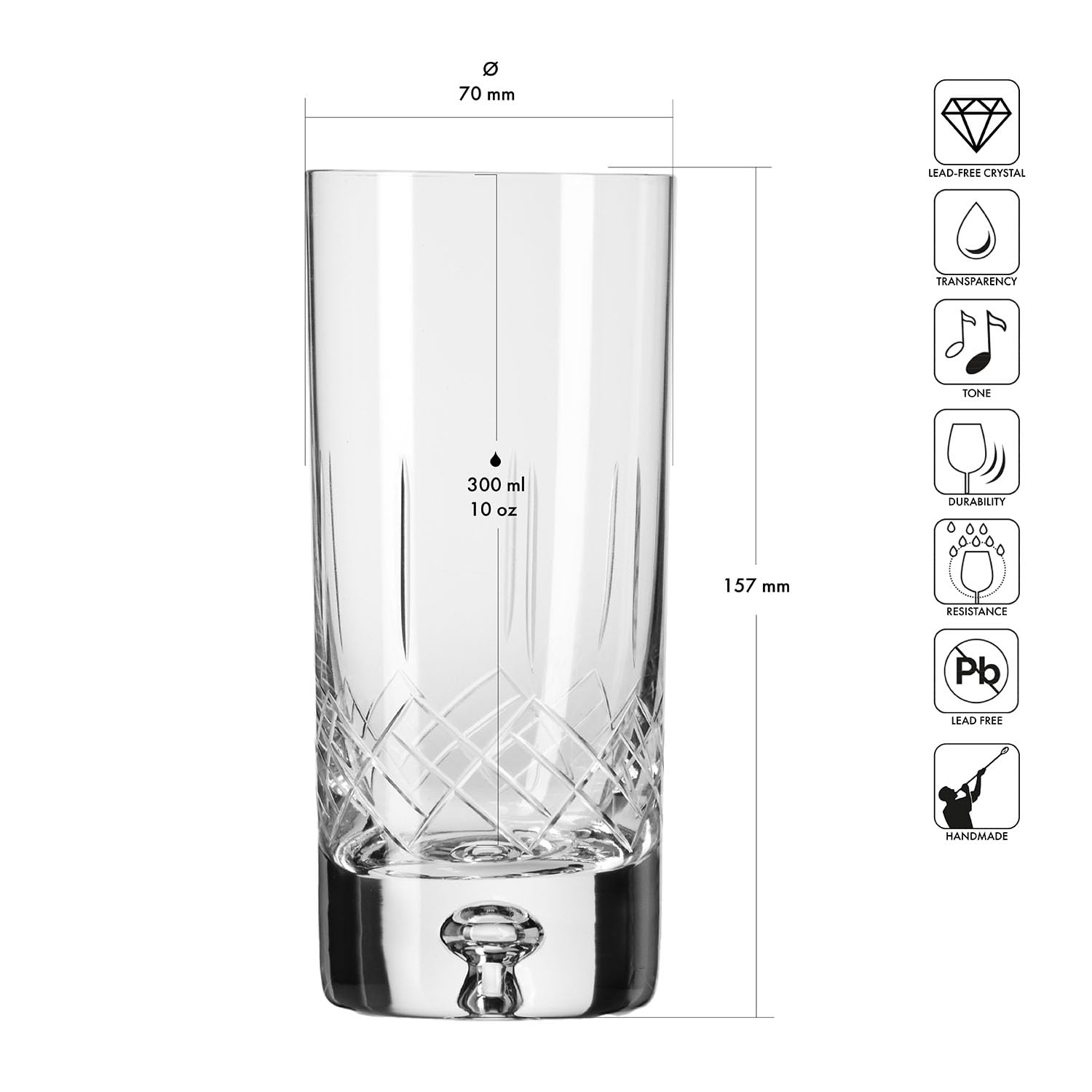 Krosno – Bicchieri per acqua, succhi e drink 300 ml – set da 4 pezzi – Collezione Saga – Vetro di cristallo – Realizzati a mano e incisi – Ideali come regalo