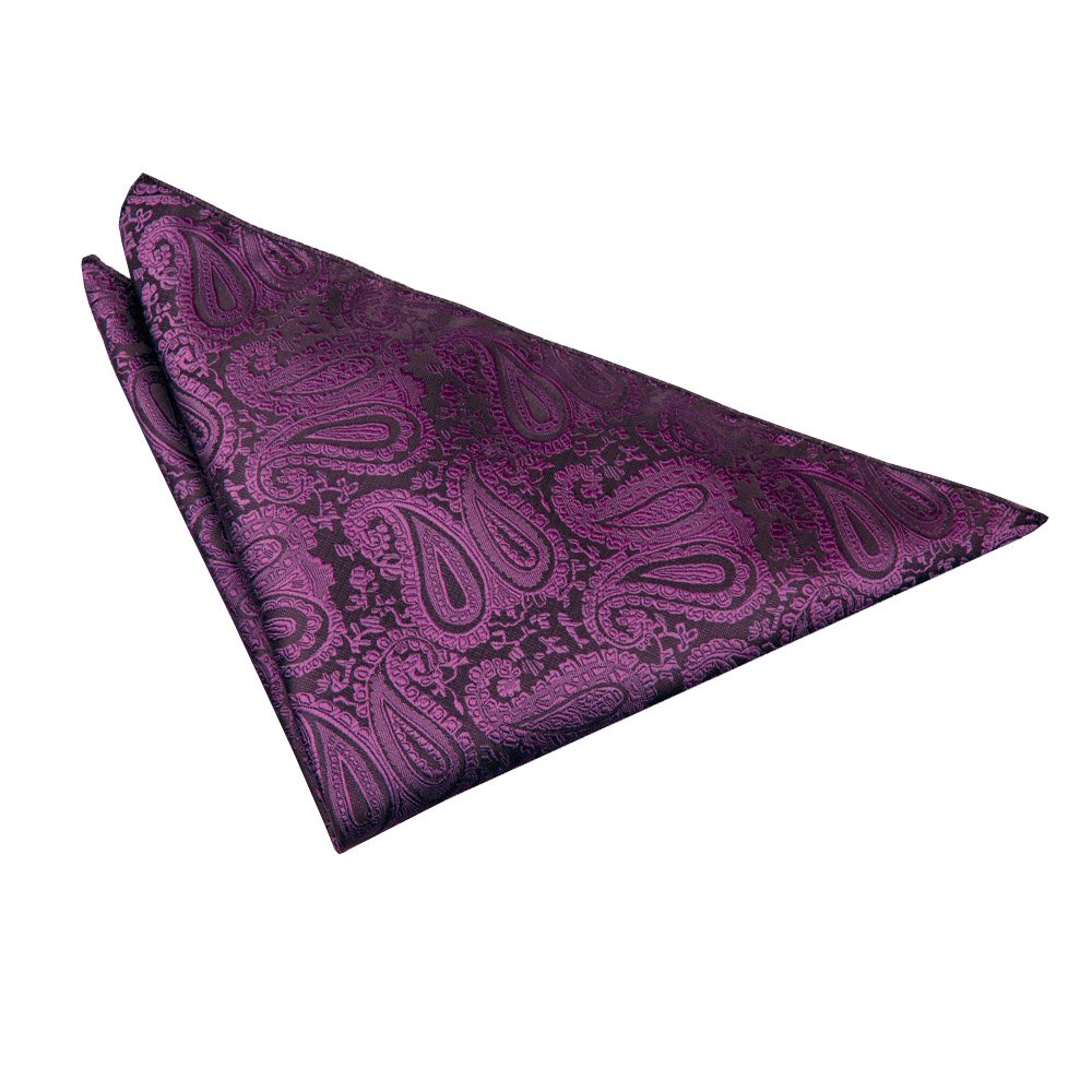 DQT Mens Paisley Floral Jacquard Pocket Square - Wedding, Business & Formal Suit Handkerchief - Purple