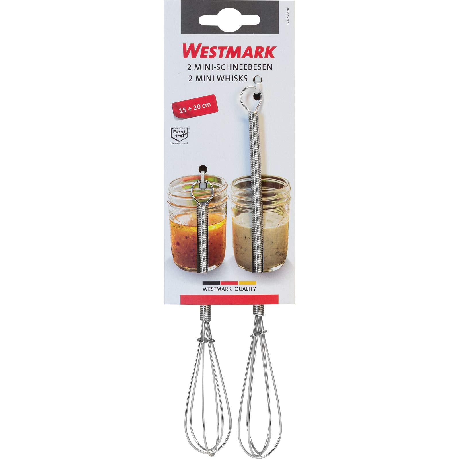 Westmark 2 Mini trzepaczki, Stal nierdzewna 18/8, Długość: 15/20 cm, Srebrne, 12472270