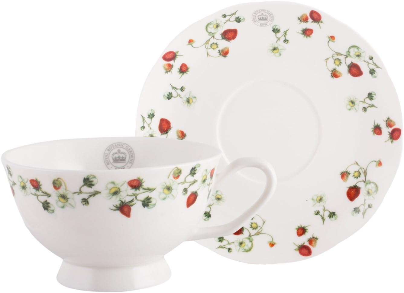Royal Botanic Gardens, Kew “Strawberry Fayre” Tea Cup and Saucer Set, 200 ml (6 fl oz)