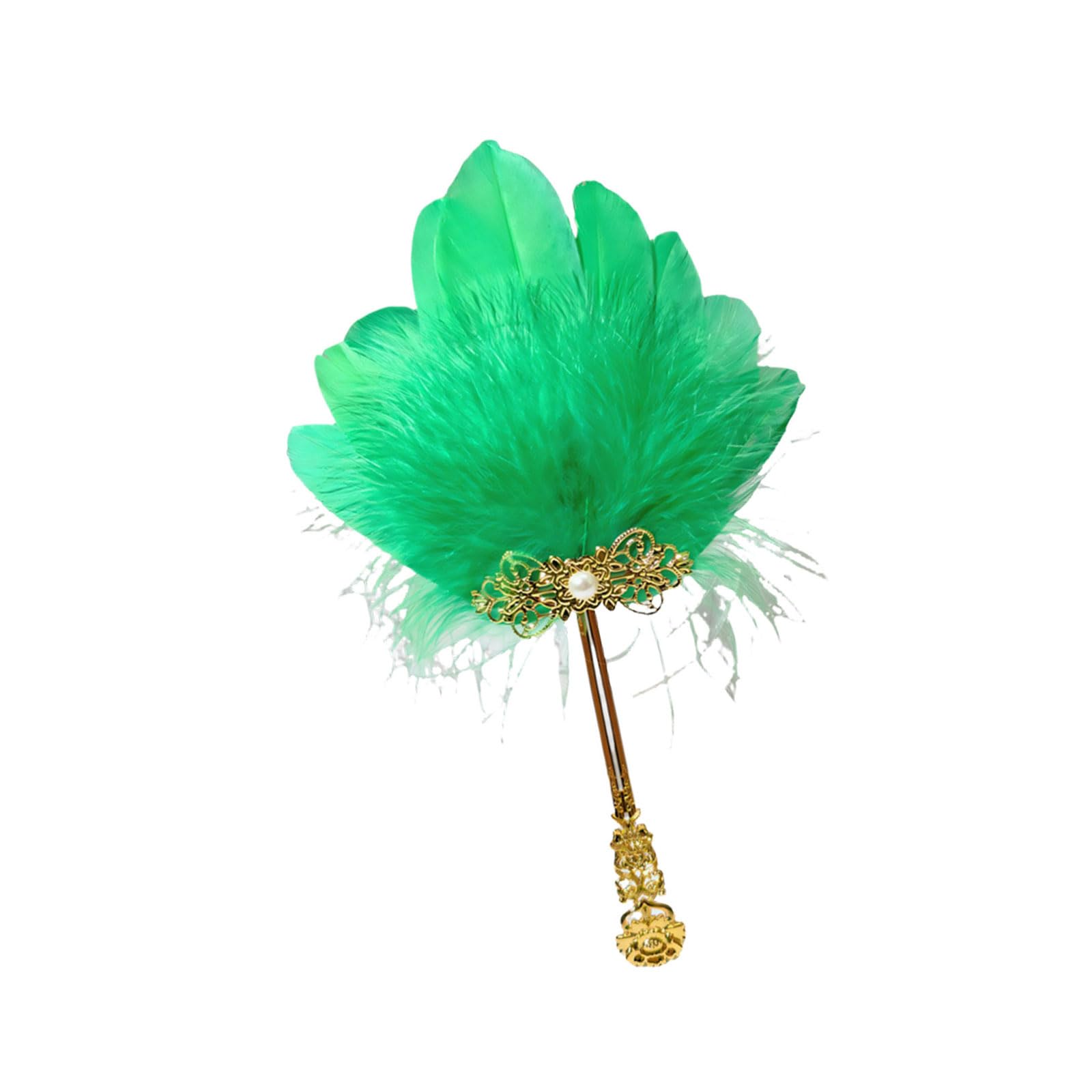 Tsophreniq Delicate Small Handheld Feathered Fan with Golden Handle for Dance Practice Theater and Fashion Photoshoots Accessories Photography Props