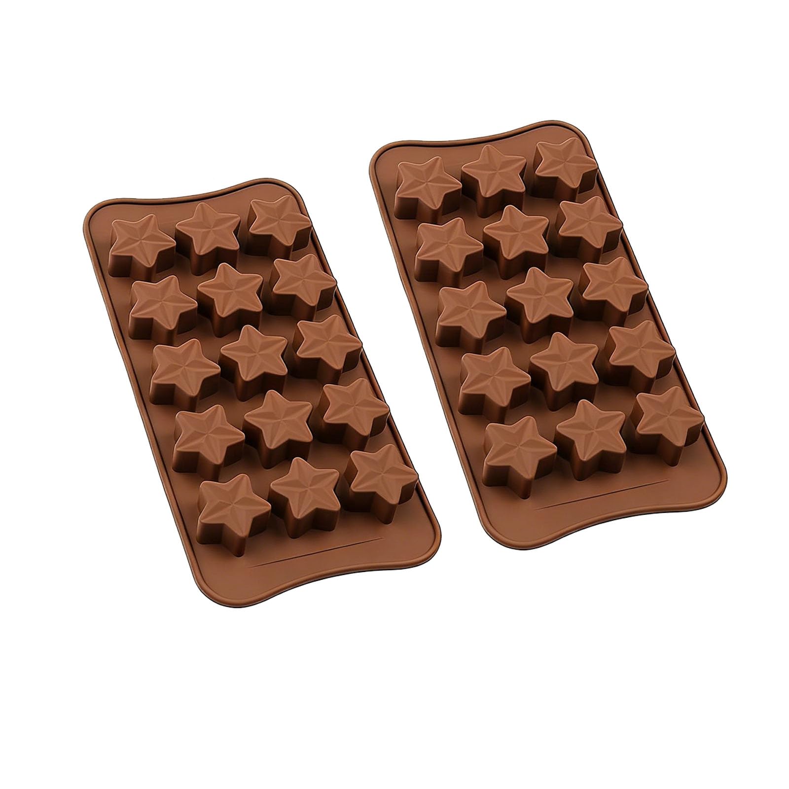 DCYQAIN 2 Pack 15-Cavity Star Silicone Moulds, Non-Stick Food Grade Chocolate Candy Moulds, Reusable Ice Cube Tray for Gummy, Jelly, Dessert, Wax Melts and Cake Decorations