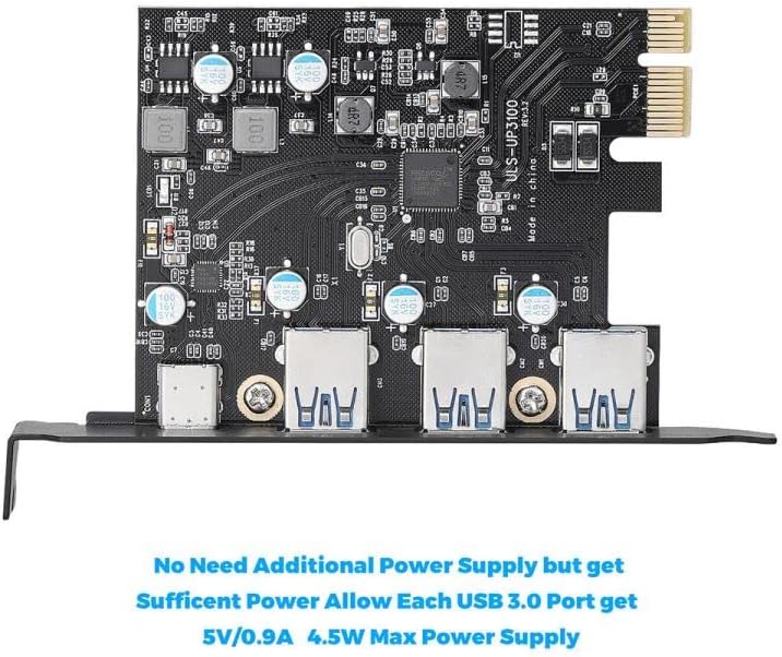 JMT USB 3.0+ USB C Port PCI-E Expansion Card PCI Express 1X PCIe USB 3.0 HUB Adapter Card 4-Port USB3.0 5Gbps Controller for 2U Case (Standard Type B) image 3