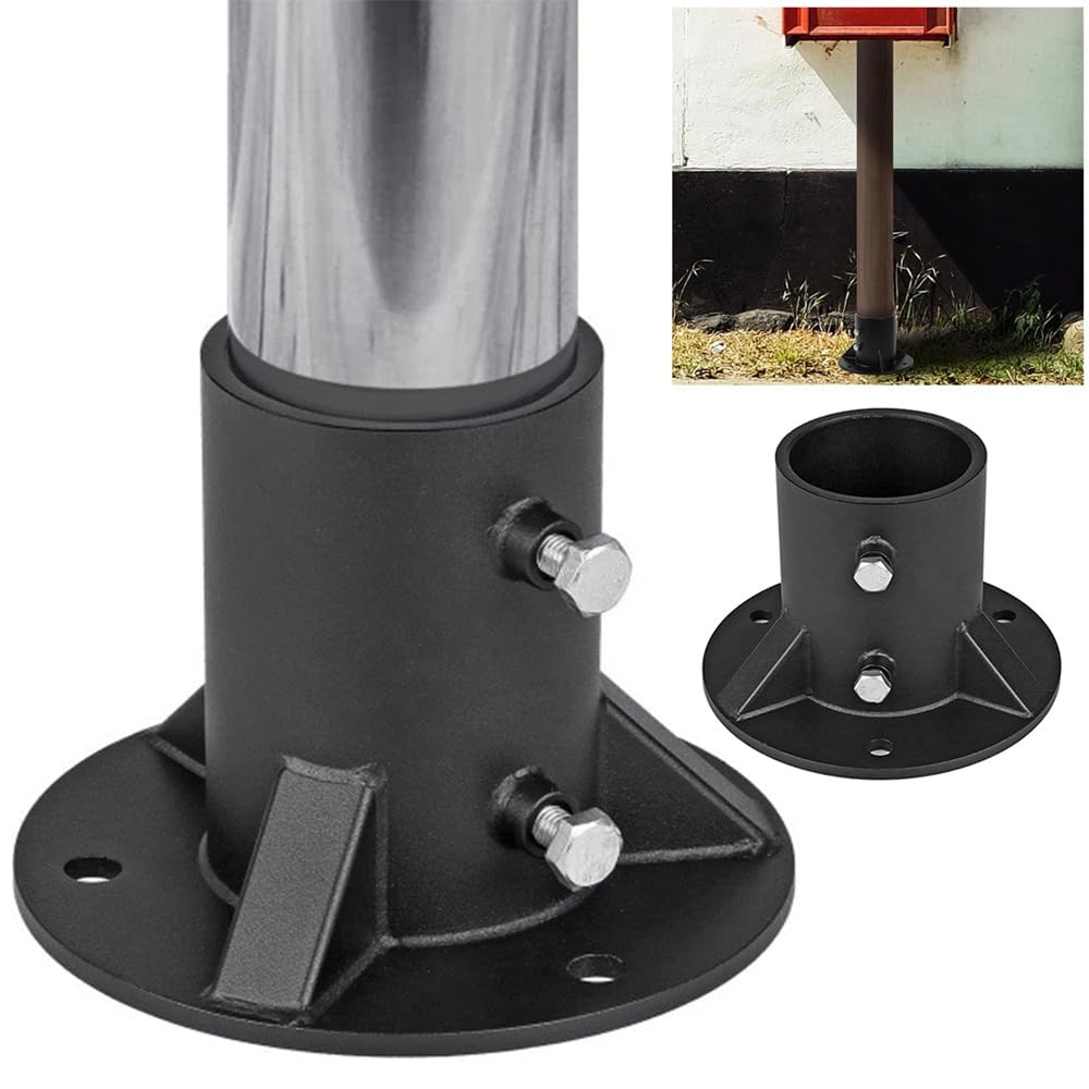 2 Bases de Montaje de 52 mm para Bandera de Valla Resistente, Anclaje de Fijación de Escalera de Piscina, Brida de Piso de Barandilla de Metal