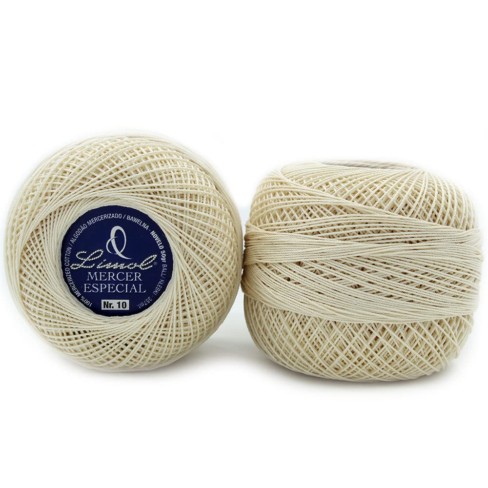 Limol Size 10 50 Grs 100% Egyptian Cotton Special Mercerized Crochet Thread Ball Set (Cream)