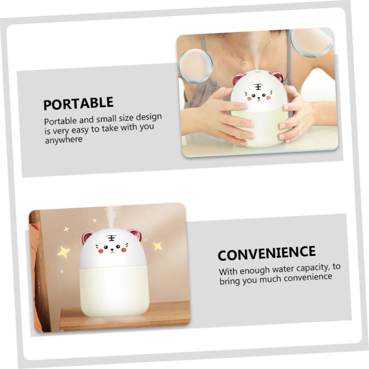 ULDIGI 1 Set Office Sprayer Travel Small Essential Oil Diffuser Warm Mist Humidifier Diffuser for Essential Oils Car Mini Humidifier USB Humidifier Delicate Decorate White Pp