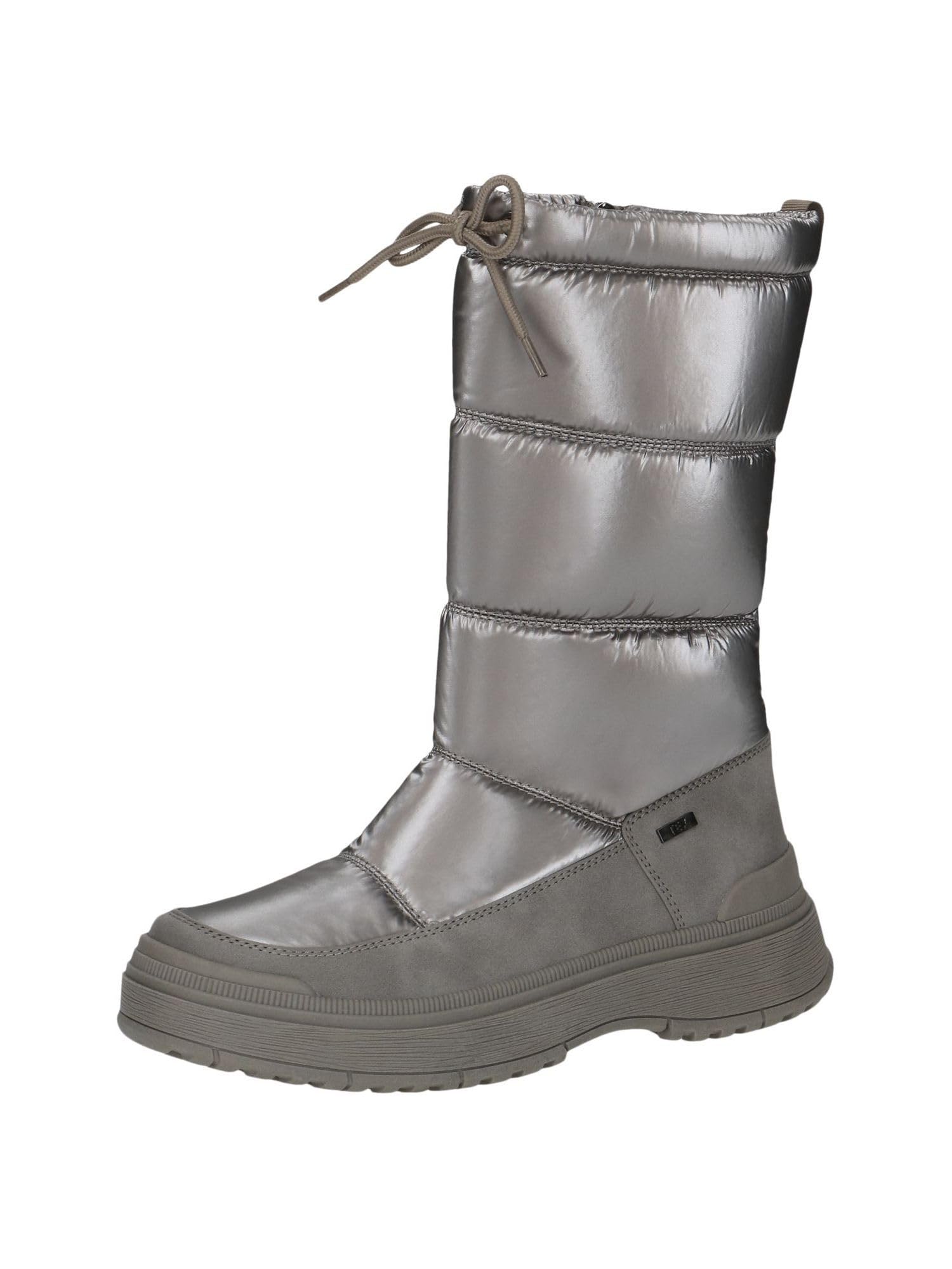 CAPRICE women's winter boots flat vegan water-repellent, Brown (Taupe Comb), 5.5 UK