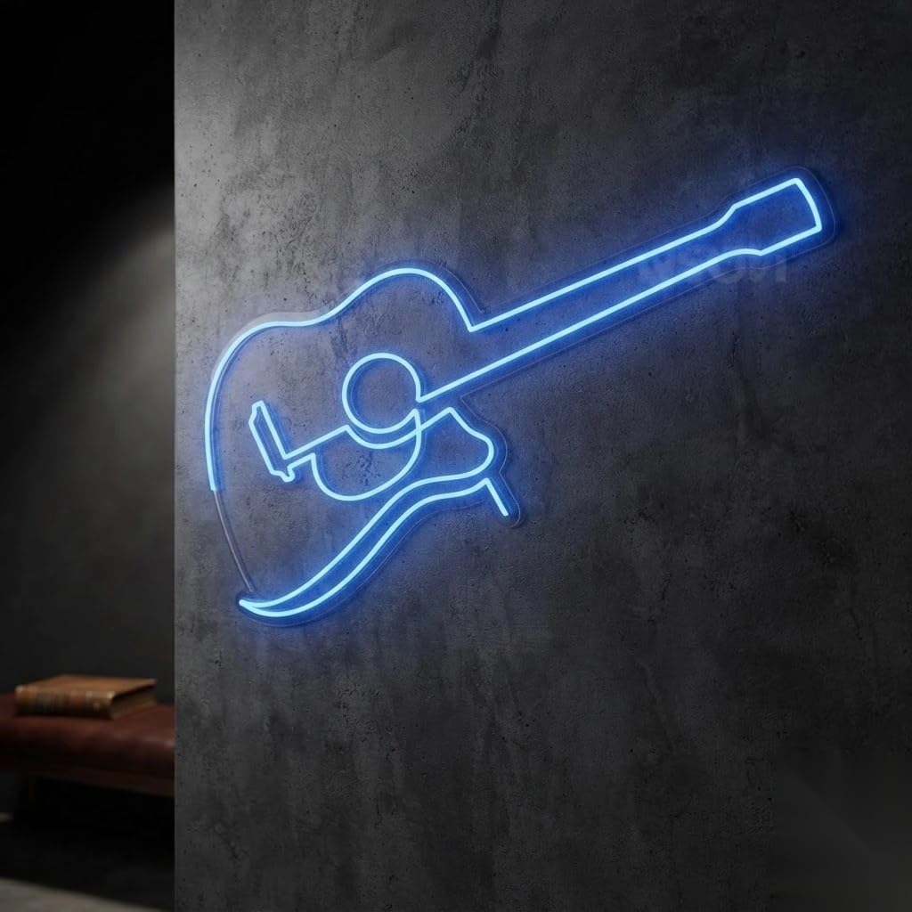 FAB CREATIONs Guitar Music Neon Wall Light LED Neon Sign, Decorative Wall Light for Music (22 x 14.5 Inches) Multi Color-image-31