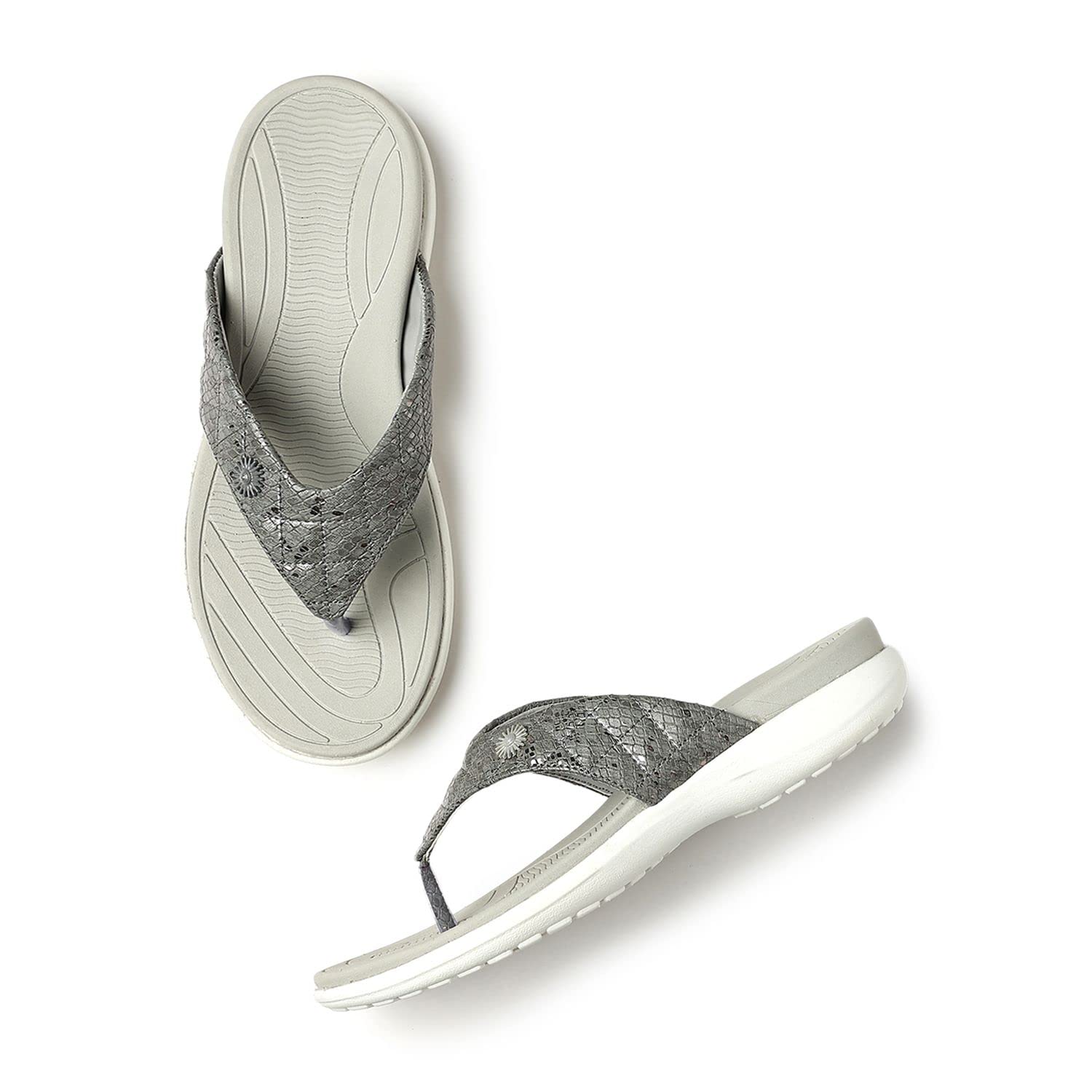 Marc Loire Womens Comfortable Flip Flop Casual T-Strap Flats Slippers (Grey, numeric_5) (B0C46N9N23) Amazon Price History, Amazon Price Tracker