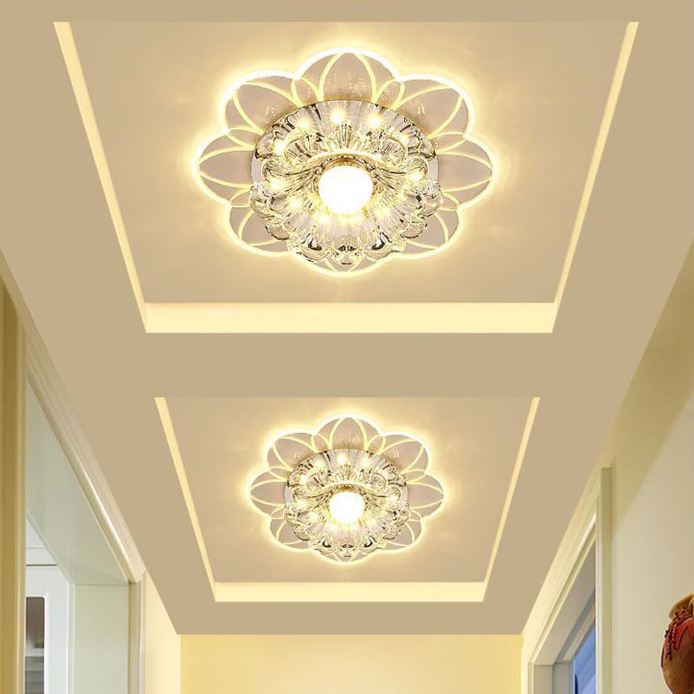 12 Sztuk Wpuszczanych Lamp Sufitowych Z Aperturą 5-9 Cm, Kryształowe Diody Led, Dekoracyjne Oświetlenie Punktowe Led Do Kreatywnego Korytarza, Salonu, Sypialni,3w-warm+white