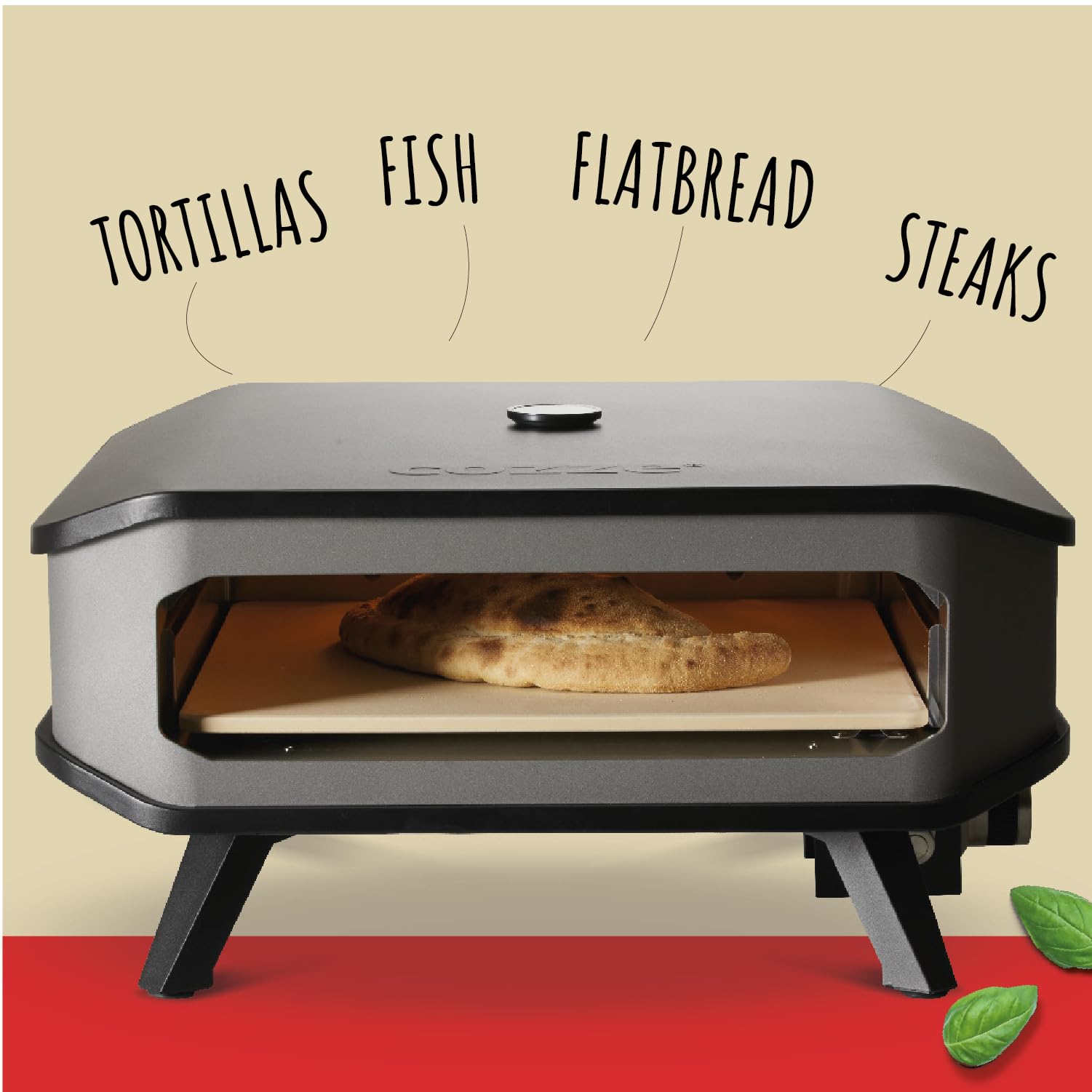 Cozze 17" Gas Pizza Oven with Thermometer and Pizza Stone for Large Pizzas Ø42.5cm Outdoor Cooking