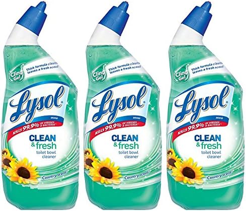 Lysol Cling Gel Toilet Bowl Cleaner, Country Scent, 24 Ounce (Pack of 3)