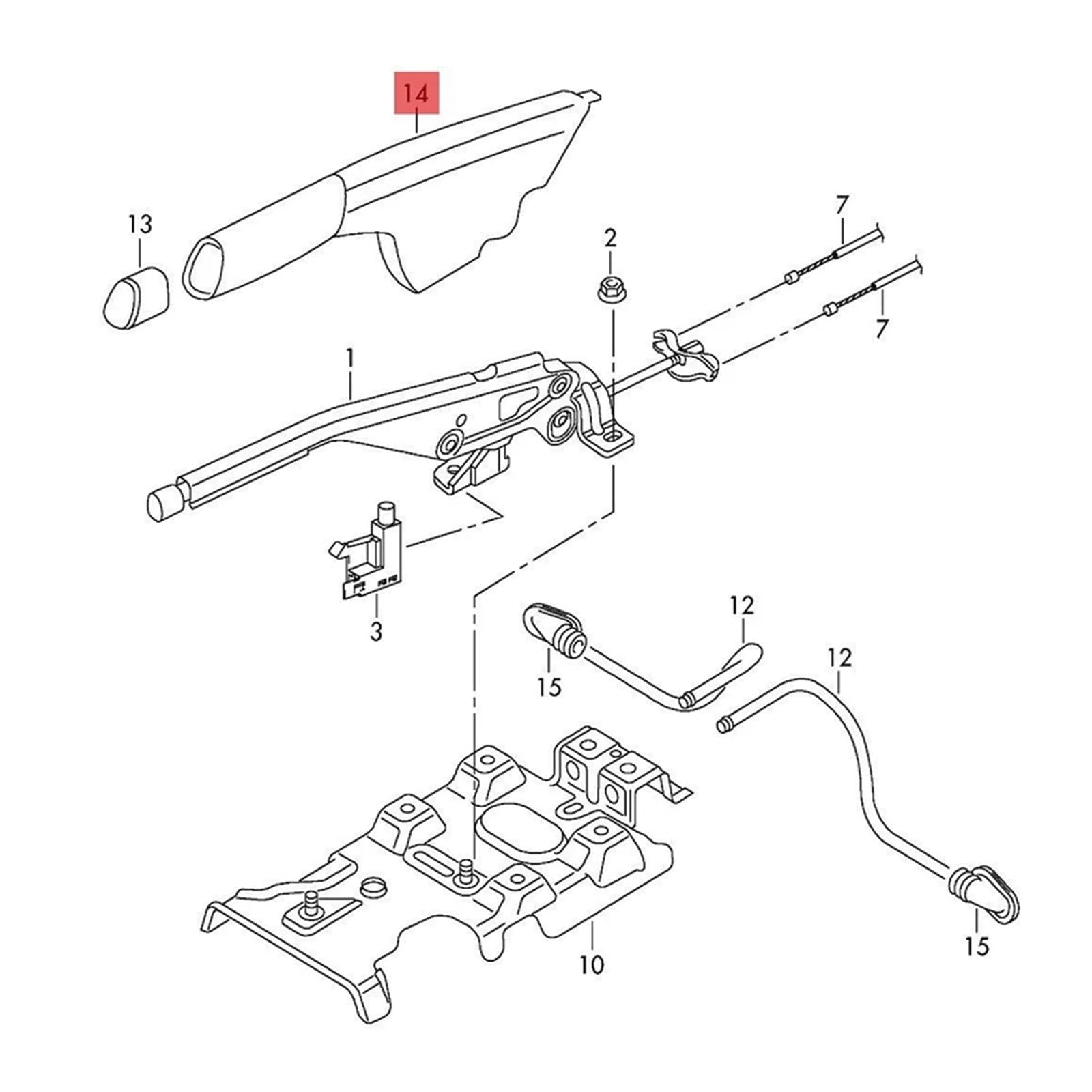 Czarna osłona dźwigni hamulca ręcznego i hamulca postojowego do VW Polo 6R 6C 2011-2014 2015 2016 2017 2018 2019 6R0 711 461