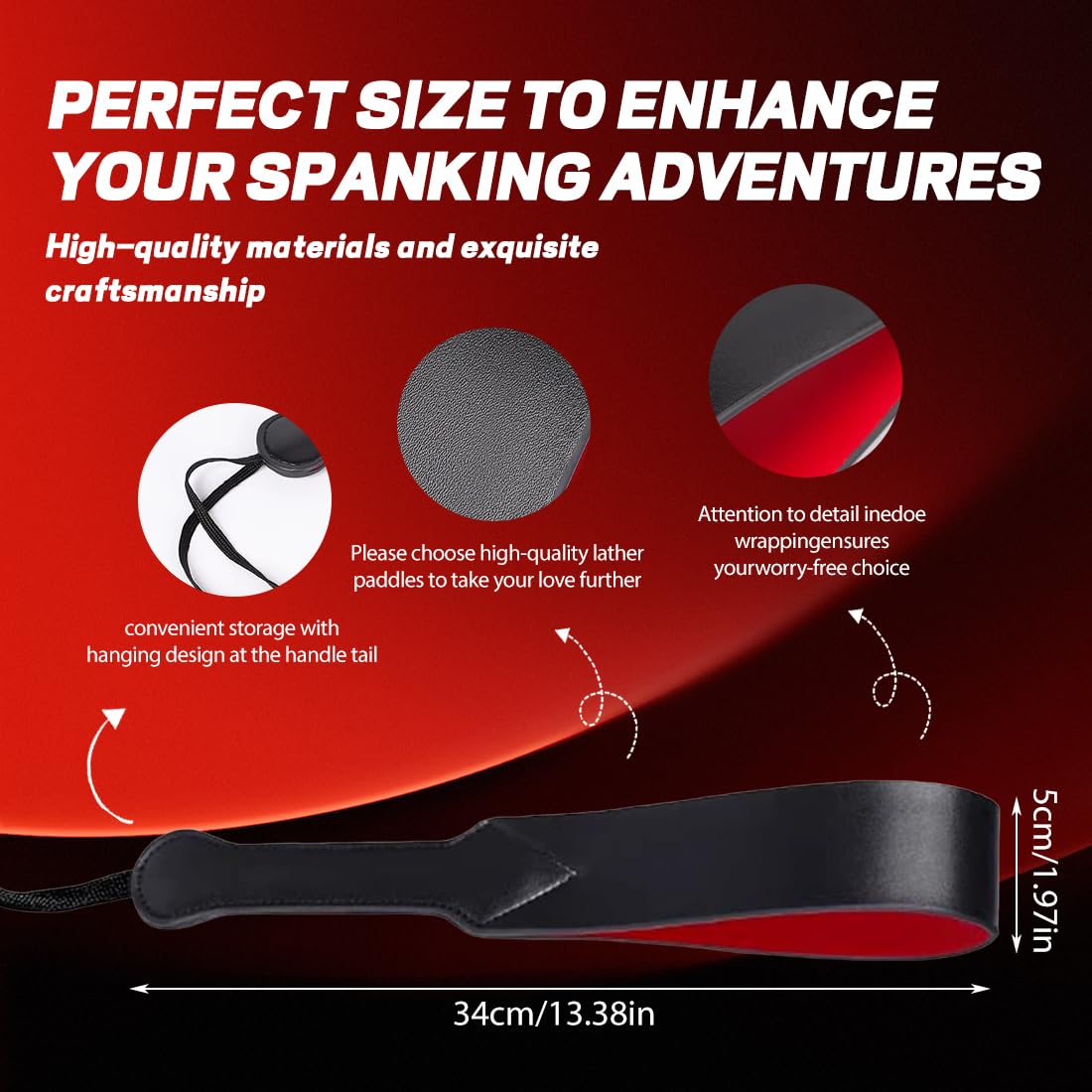 1 Pièce Pagaie En Cuir Pour Fessée, Spanking Paddle Double Face Cuir Souple Confortable,Jeux De Rôle, Sex Toy Accessoire Bondage Adultes, Fétish Couple Dominant Soumis Plaisir