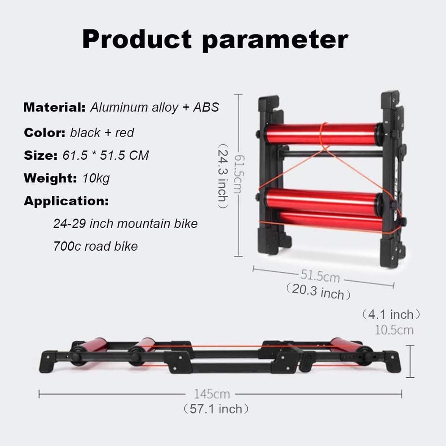 Bike Roller Foldable Indoor Cycling Bicycle Roller Trainer, MTB Road Bike Training Station, Suitable for 24-29 Inch Mountain Bike/700C Road Bike