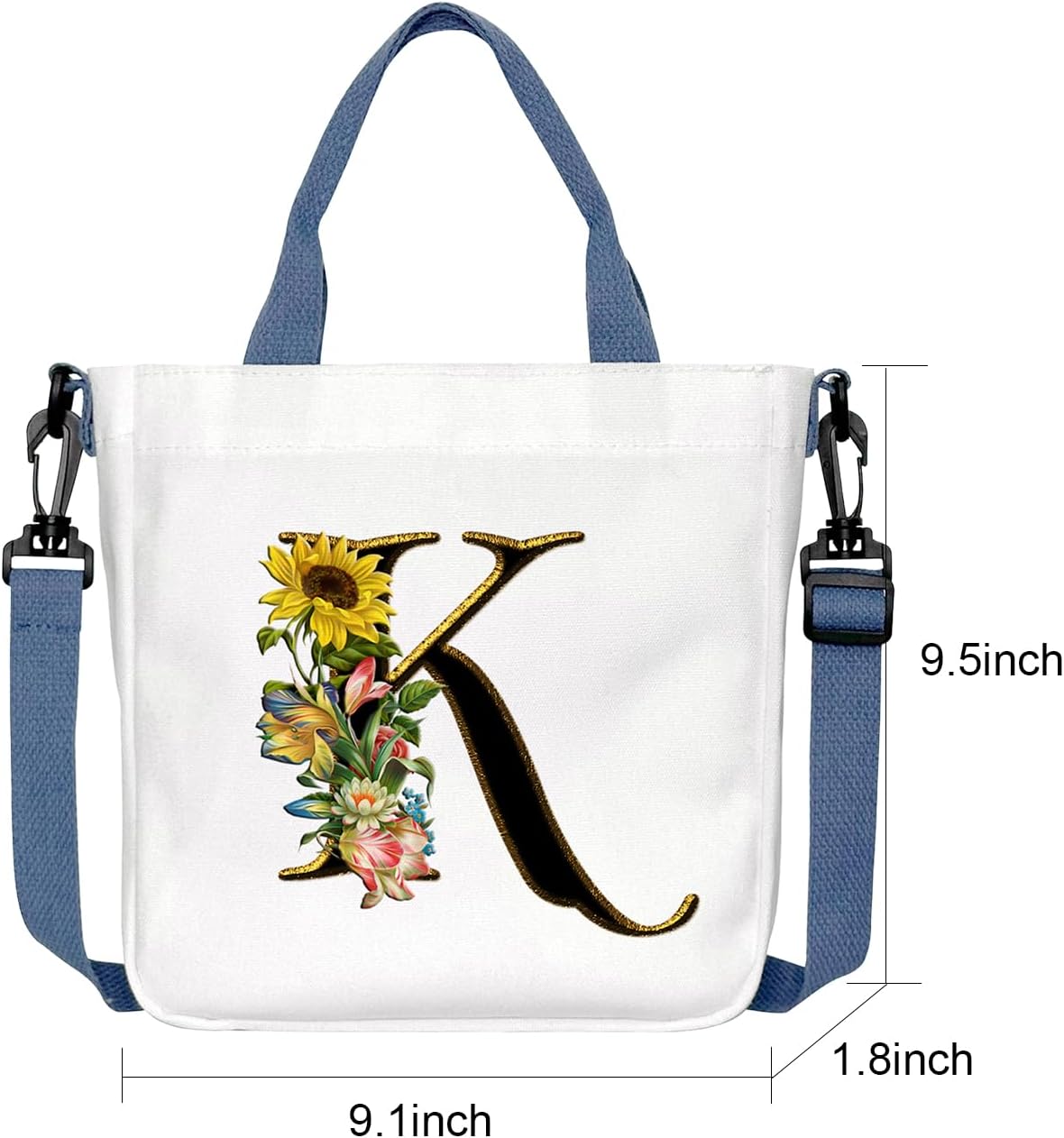 Monogrammed Tote Bag for Women - Small Canvas Tote Bags Personalized Gift for Women,Initial Canvas Bag for Bridesmaids,Mom,Teacher,Sister Utility for Beach,Birthday,Wedding,Everyday Use Letter K - Image 4