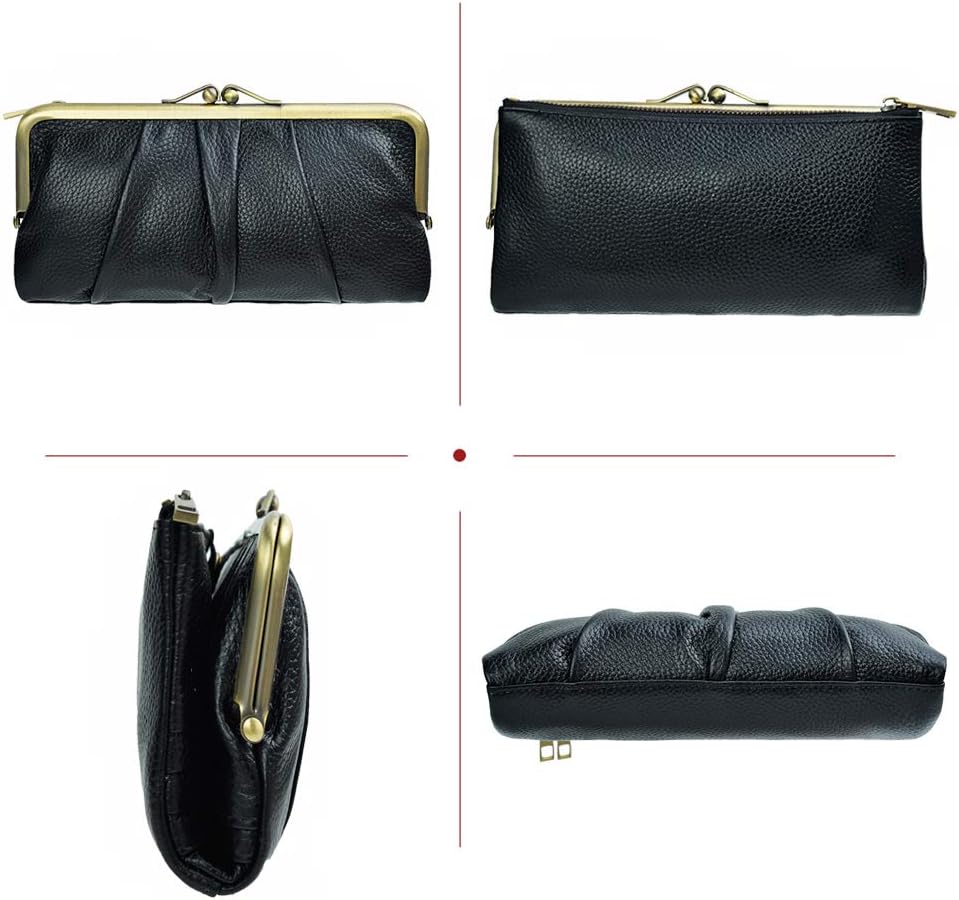 EASTNIGHTS Soft Leather Wallets for Women Compact Bifold RFID Clutch Wallet Ladies Coin Purse with Zipper and Kiss Lock - Image 4