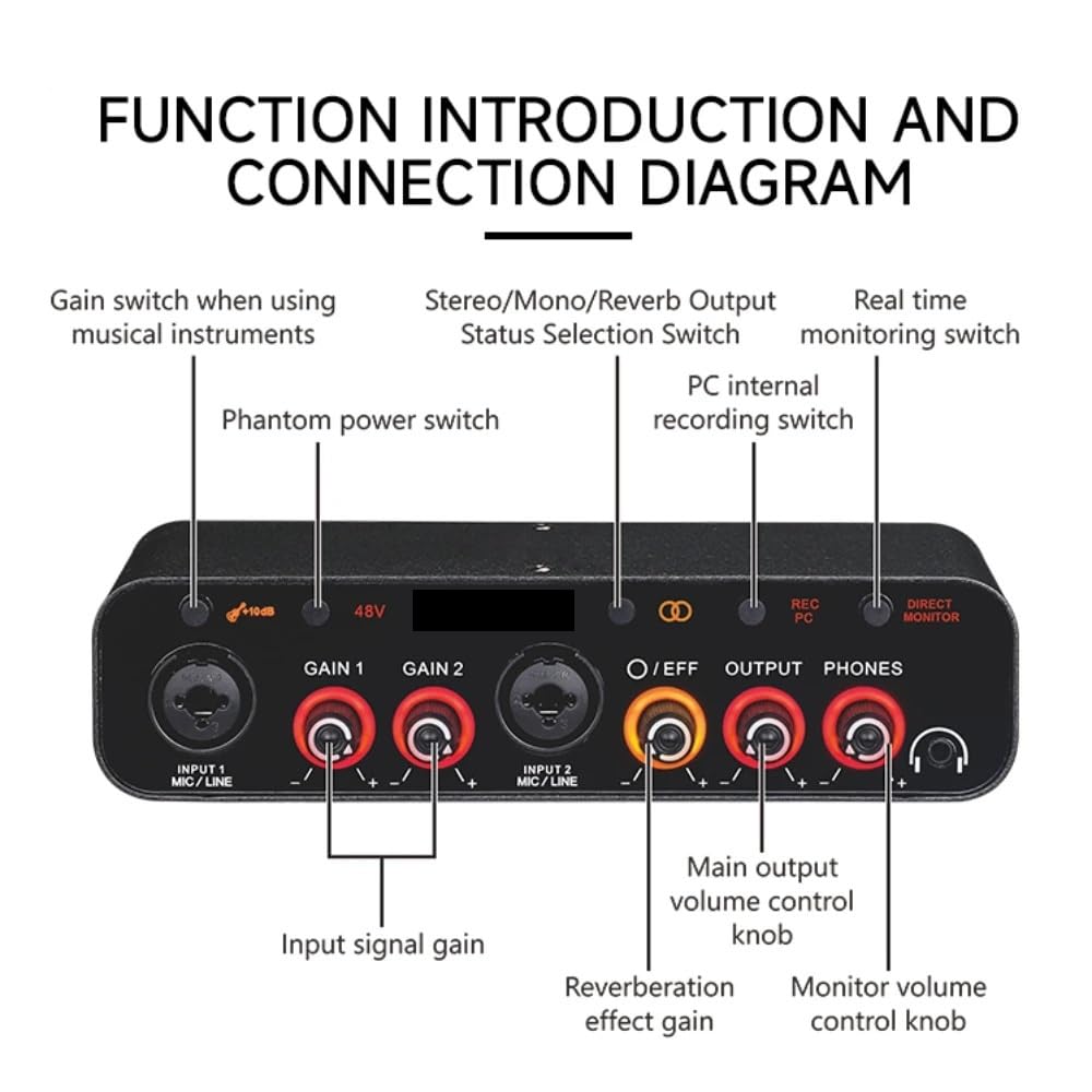 Controller DJ, Q26 Mini MIXER USB for console scheda audio professionale a 2 canali con interfaccia portatile