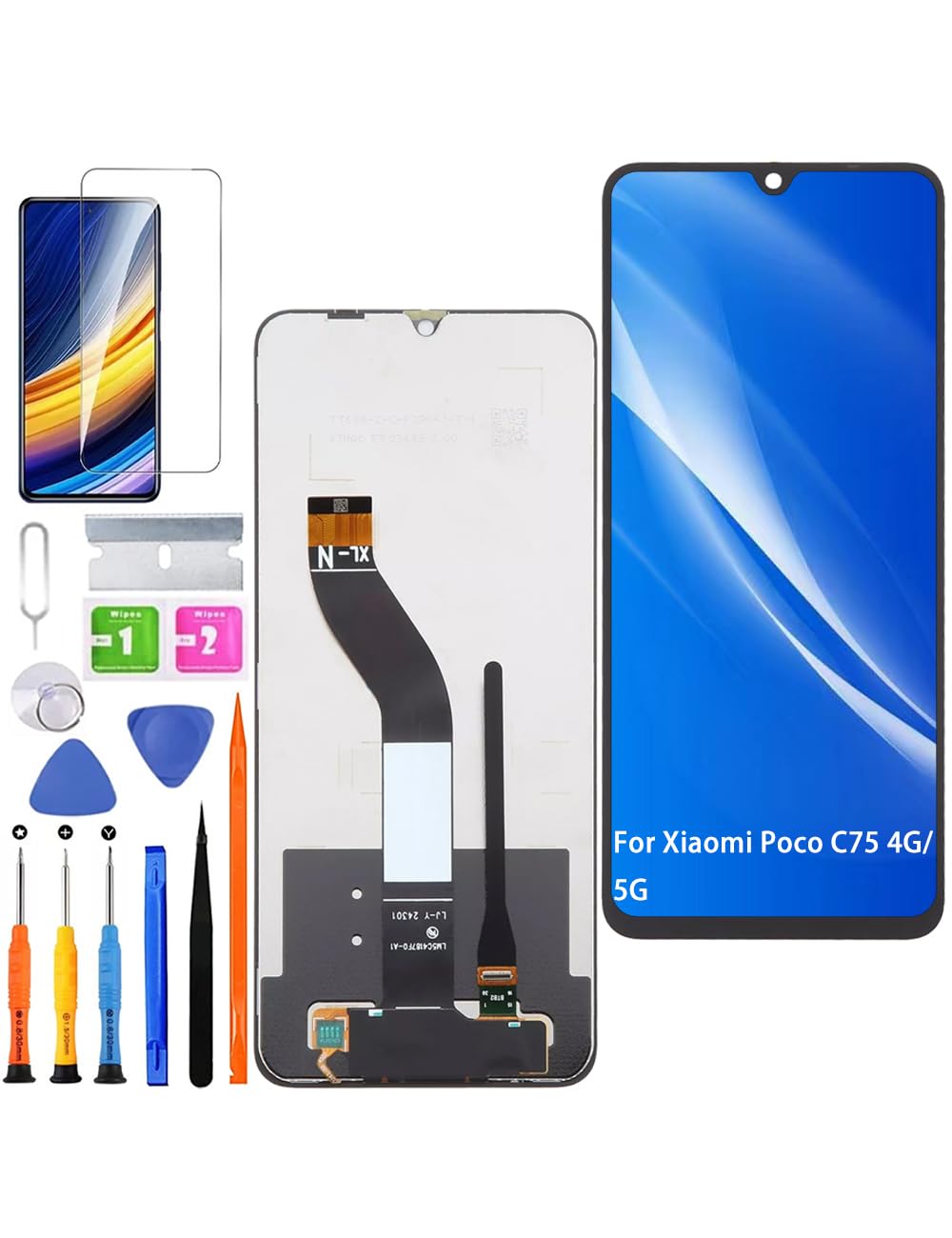Écran pour Xiaomi Poco C75 4G/5G 23122PCD1G 23122PCD1I LCD Écran de Rechange 2410FPCC5G MZB0IDJIN Display Assemblée réparation Kit