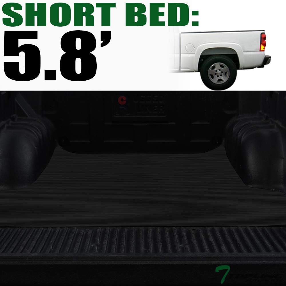 Rubber Truck Bed Mat Liner V2 - Compatible with 2004-2007 Chevy Silverado/GMC Sierra Fleetside 5.8 Ft (69.6") Short Bed Models, Black Heavy-Duty Anti-Slip Precut Drop-in Rubber Bed Liner