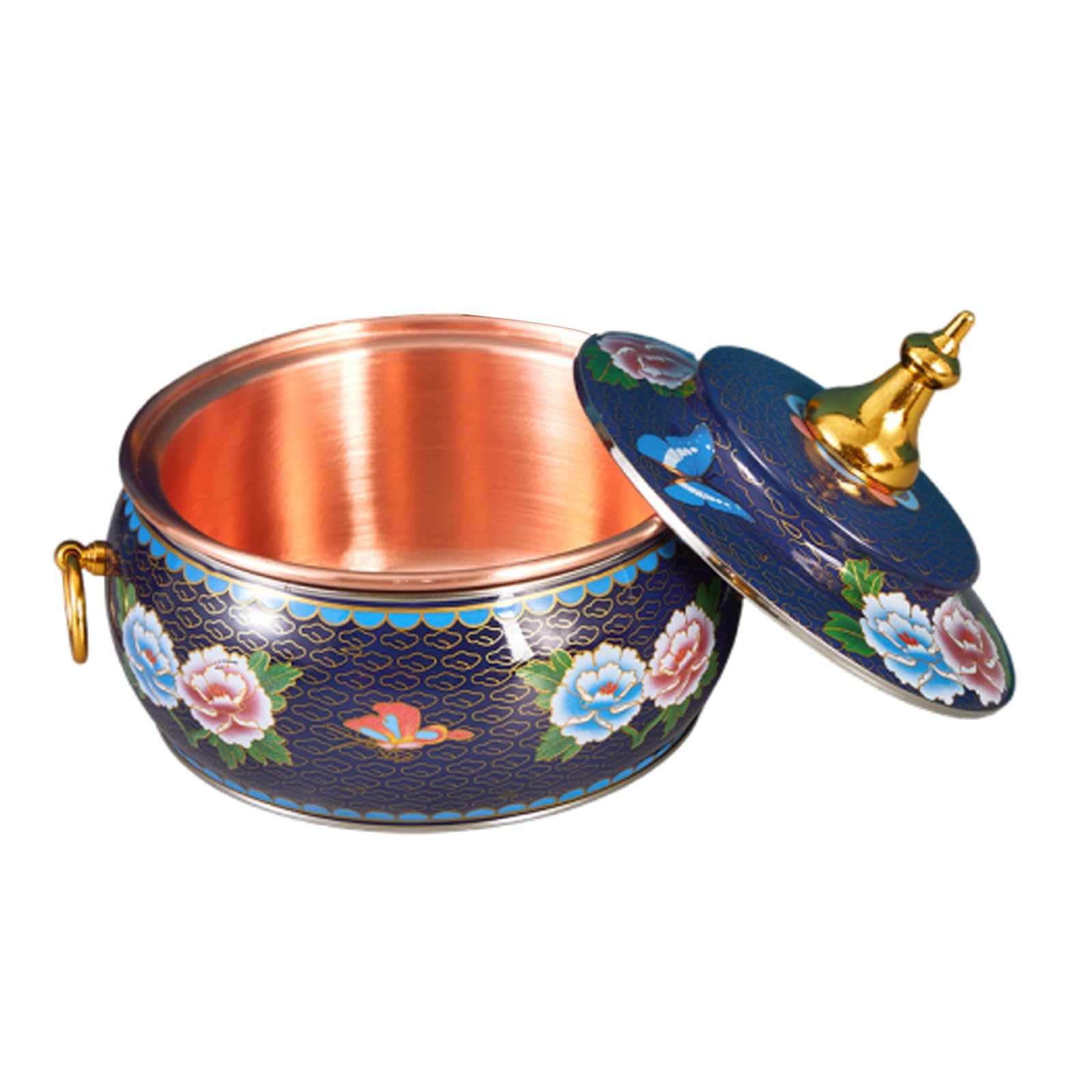 asdchZen Hot Pot Beijing Chinese Copper Chafing Dishes Single Person Small Copper Potshabu Shabu Pot Cloisonne Hot Pot For Electric Induction,E,H