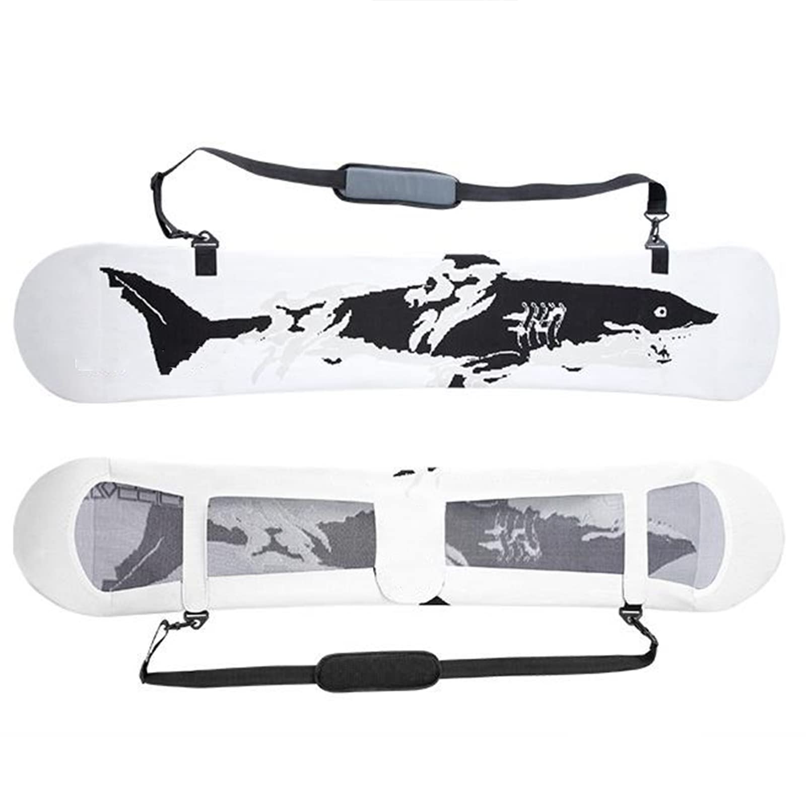 WEALTHY73 Portable Veneer Cover Snowboard Bag Elastic Knitted Wrapping Ski Backpack Ski Equipment Storage Wear-Resistant One-Piece Molding,White,145CM