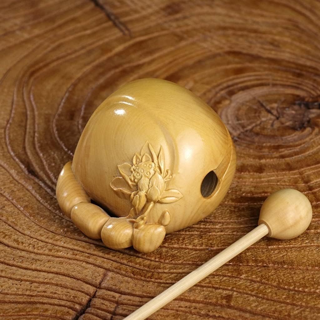 Temple Block Zen Drum, Wood Carving Wooden Fish, Wooden Fish Temple Block Zen Drum Wooden Fish Monk Temple Block Wooden Zen Drum, Monk Desktop Decoration for Home Temple Block Office