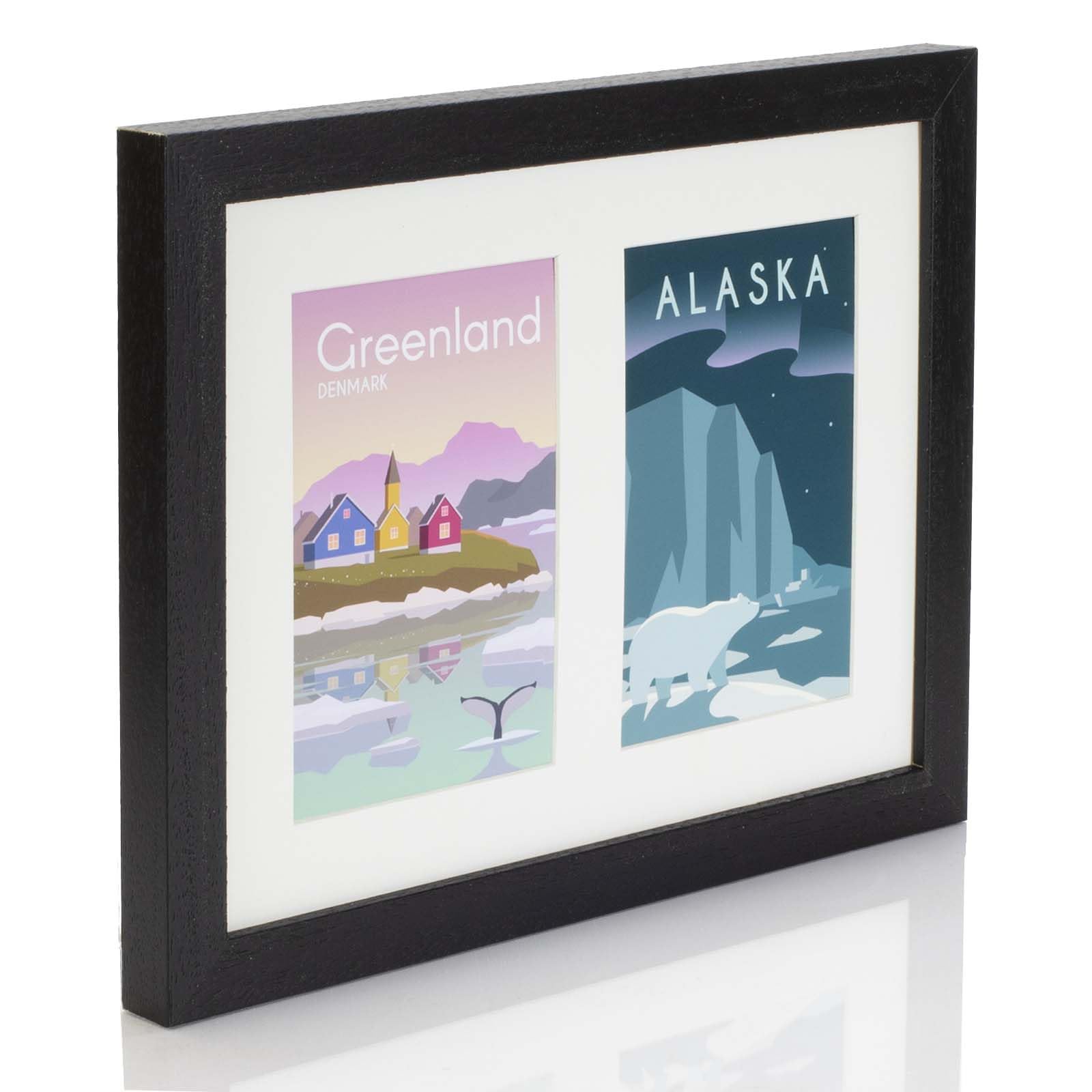 Boldon Framing Black Multi Aperture Photo Picture Frames Holds 2, 3 Or 4 Photos Various Sizes And Colours-Fits 2 7X5 Inch Photos