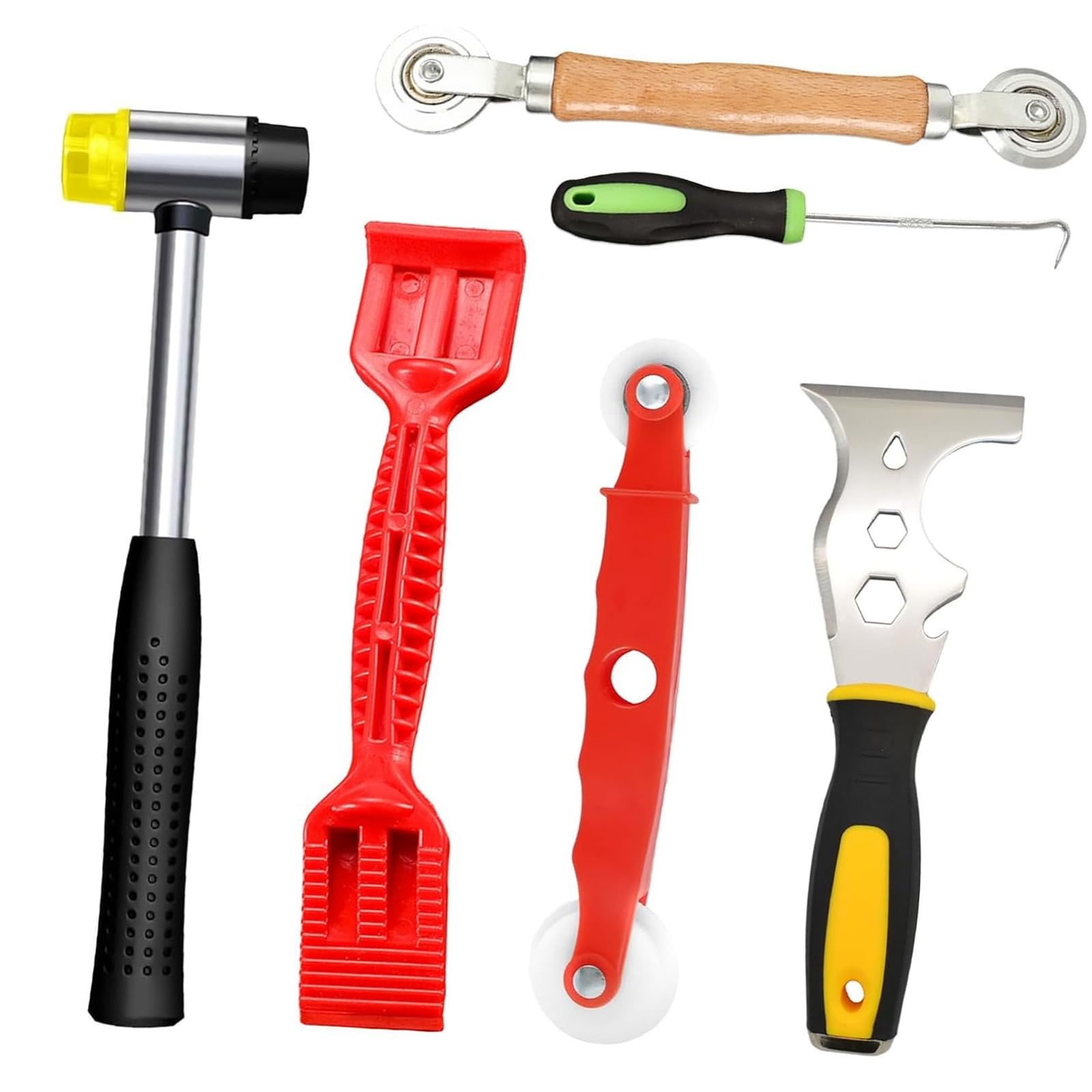 Multipurpose Window Glazing Tool with Angled Scrapers Vibrations Dampening Hammer and Leakproof Roller Systems Window Glass Equipment