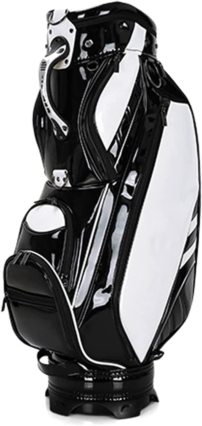 Leather Golf Bag Golf Stand Bag with 5 Way Dividers Unisex Adult Golf Club Bags Latest Integrated Handgrip Sunday Golf Bag (Color : Black) (Black)