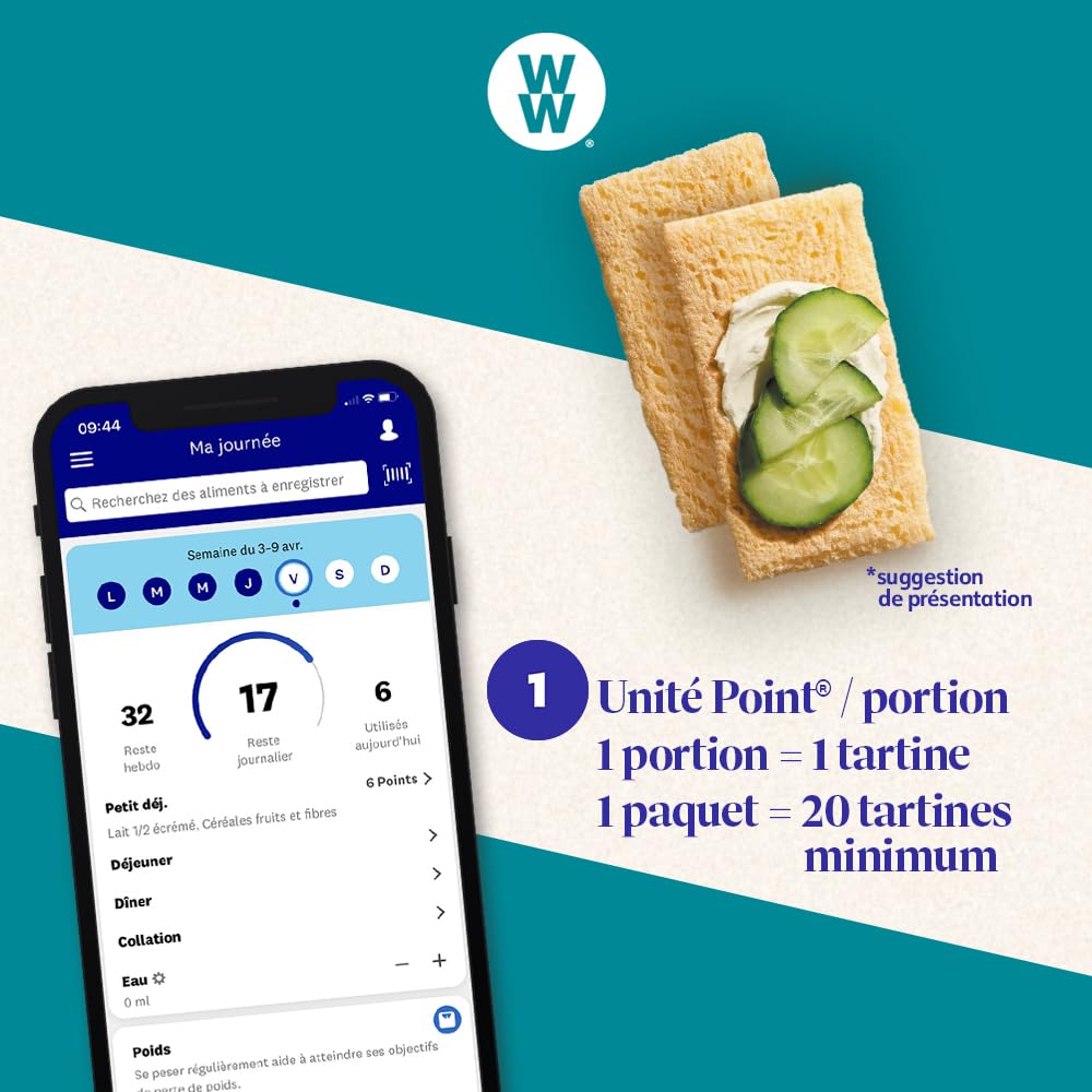 WW Tartines 5 Céréales, Faible teneur en matières grasses, Sans huile de Palme, 1 boîte, 125g, 220283