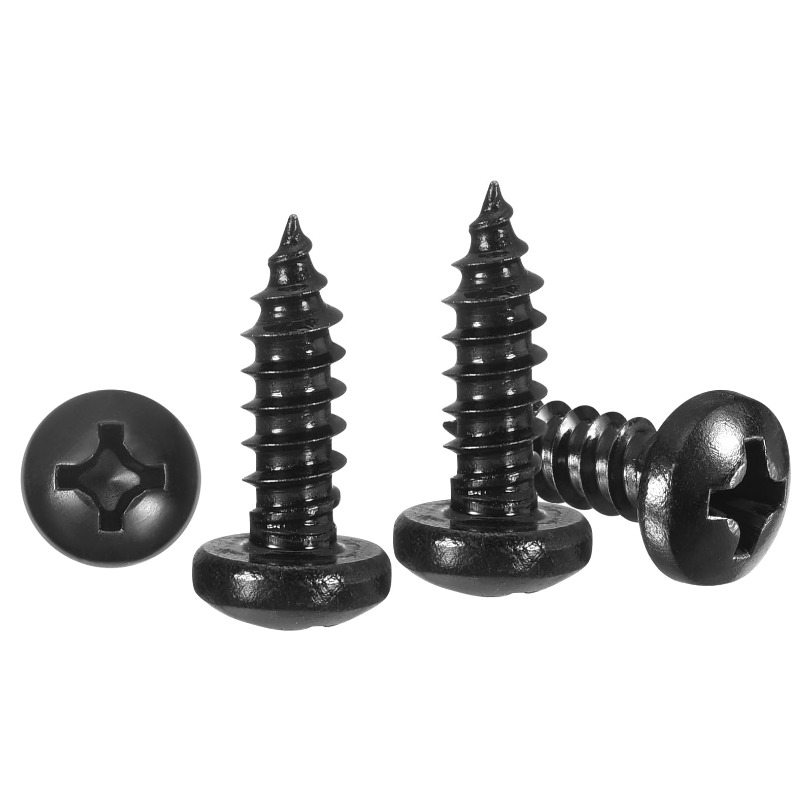METALLIXITY Phillips Pan Head Self Tapping Screws(#8x1/2") 100Pcs, 304 Stainless Steel Self Drilling Screw for Metal Wood Plastic, for Cabinet Wall Shutter Plate Rock Furniture, Black
