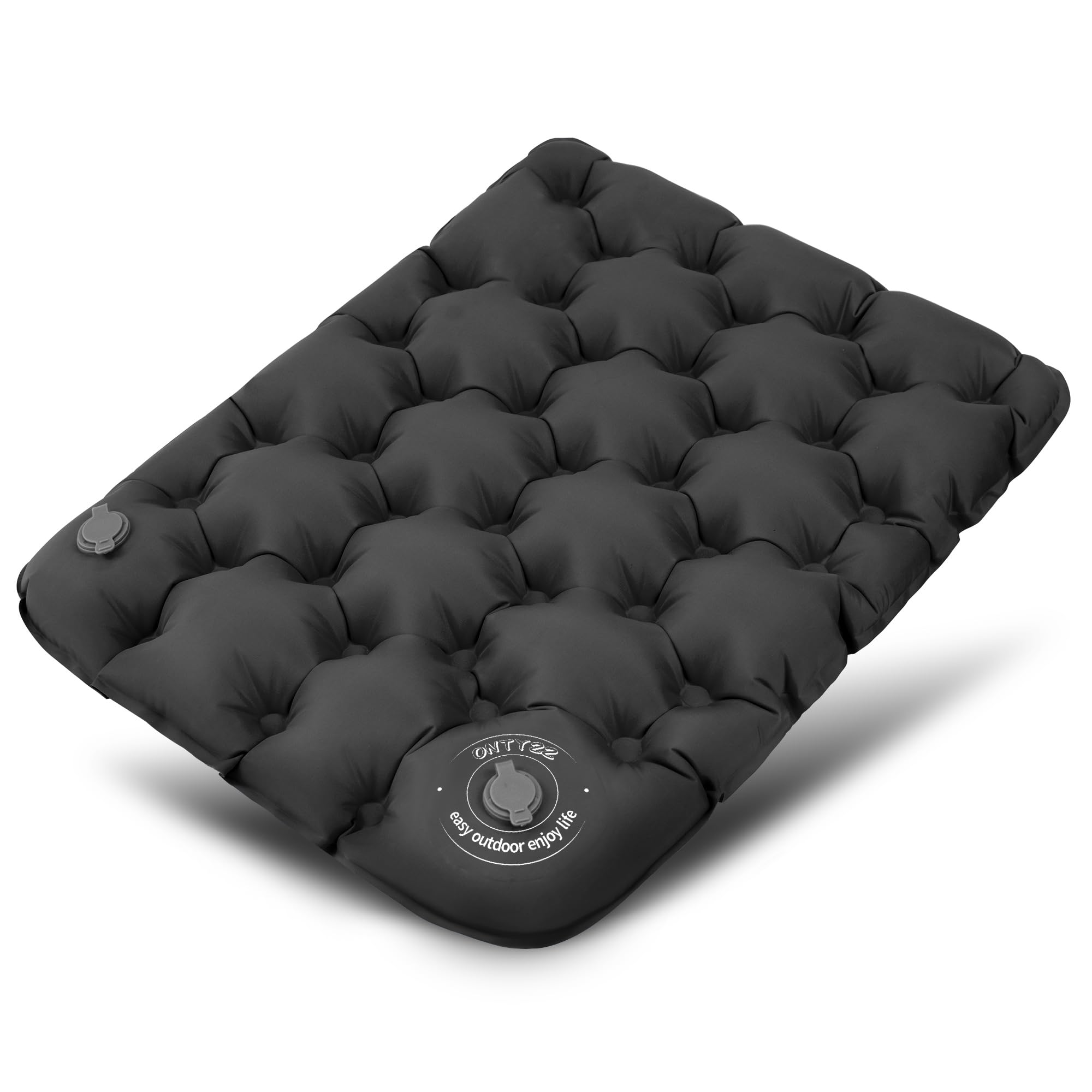 ONTYZZ Drak Black Inflatable Seat Cushion Lightweight Stadium Seat Pad Waterproof Air Seat Cushion for Stadium Hiking Office Airplane, Press to