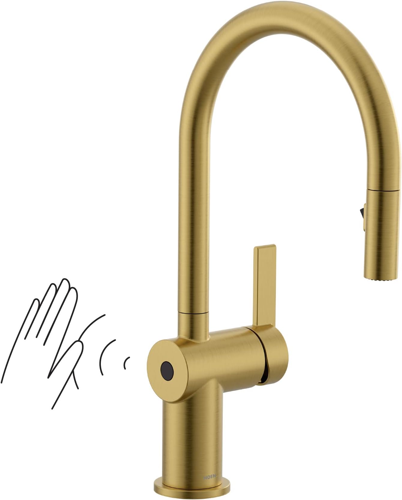 Moen7622EWBG CIA Motionsense Wave Sensor Touchless One Handle Pulldown Kitchen Faucet Featuring Power Clean, Brushed Gold