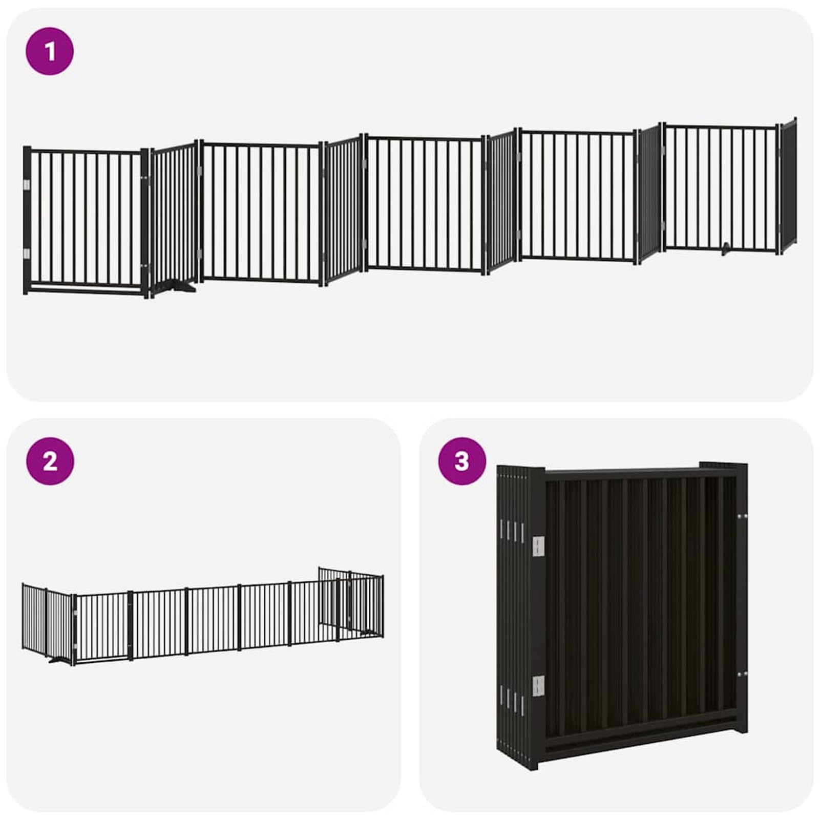 Tidyard 10-TLG. Hundetor mit Tür Faltbar Schwarz 800 cm Pappelholz, Modulares Haustiertor für Zimmer Durchgänge Korridore für Kleintiere wie Hunde Katzen Welpen3155743