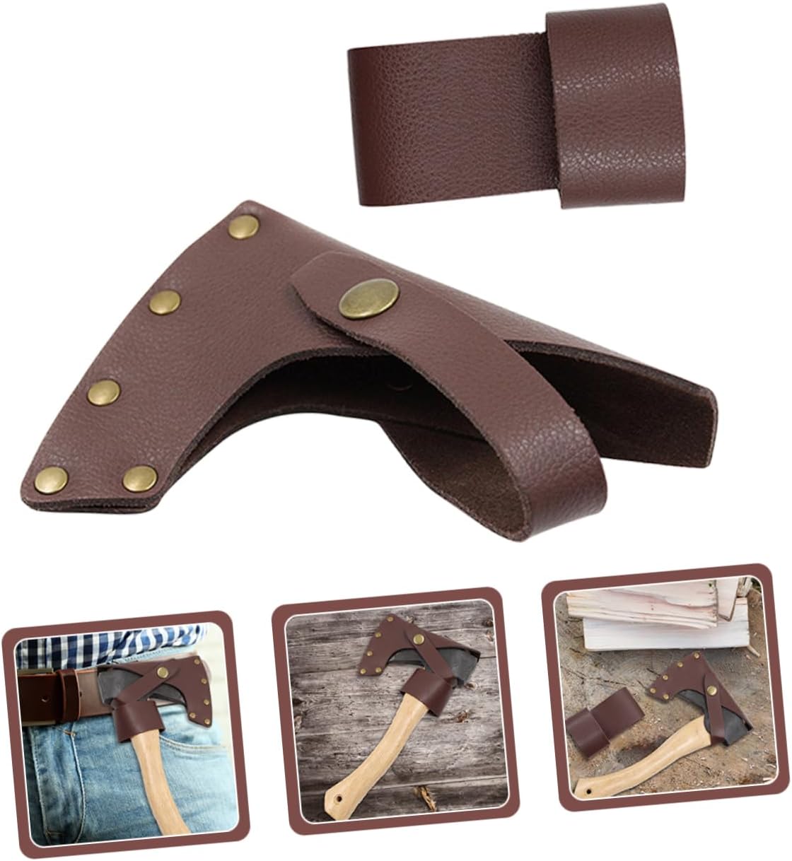 jojofuny Portable Protective Case for Axe and Hatchet Lightweight Durable Design for Outdoor Camping Barbecue and Hiking Easy to Carry Light Brown Wood Handle Cover
