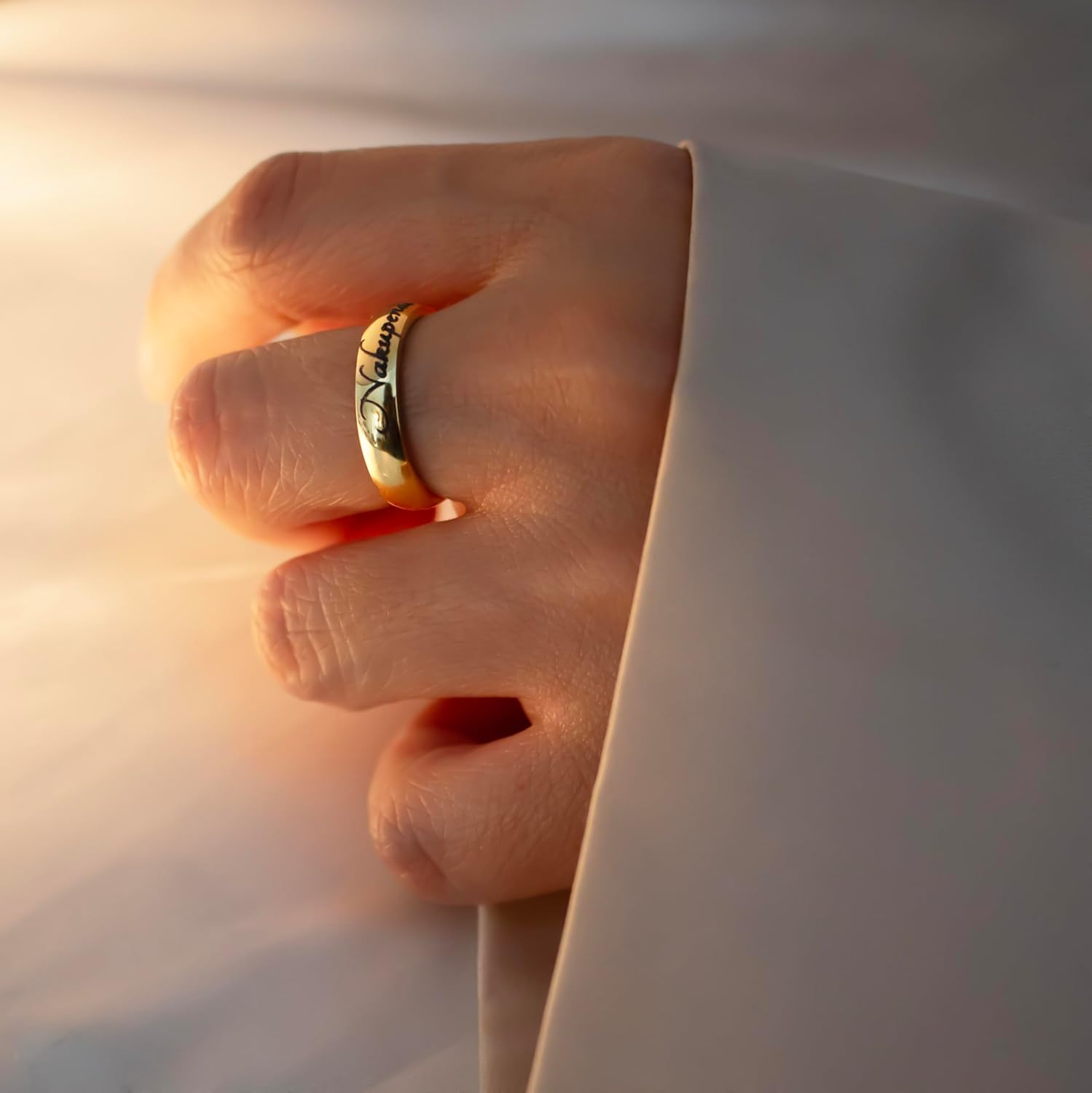 Petite Boutique Personalized Ink Filled Name Ring 16K Plated Gold Rose Gold Silver Size 5 12 Bridesmaids Couple jewelry