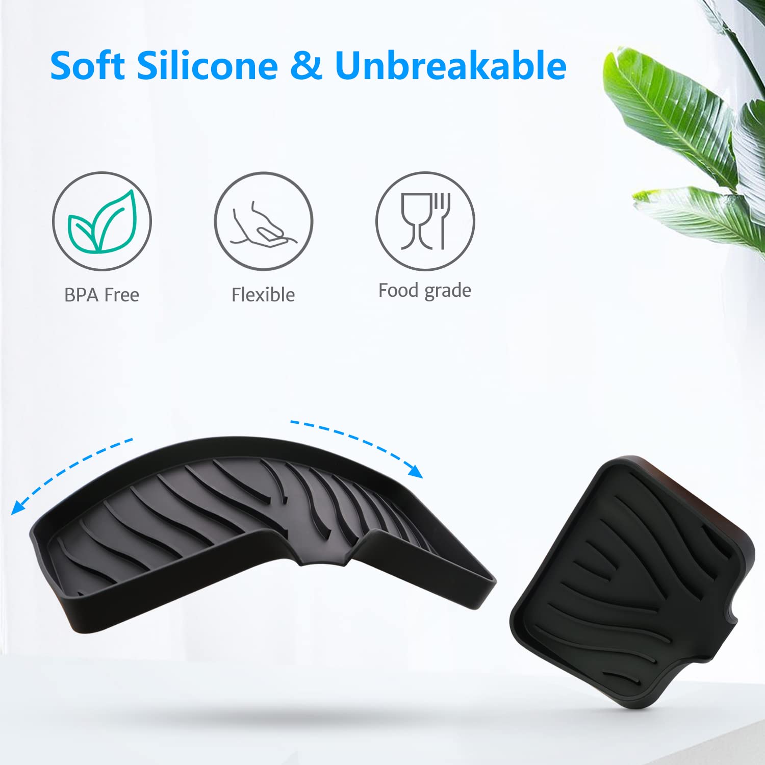 Paquete de 3 jaboneras de silicona, soporte de esponja para fregadero, bandeja de jabón de cocina, soporte para jabón de baño, bandeja de esponja con drenaje (negro) 5