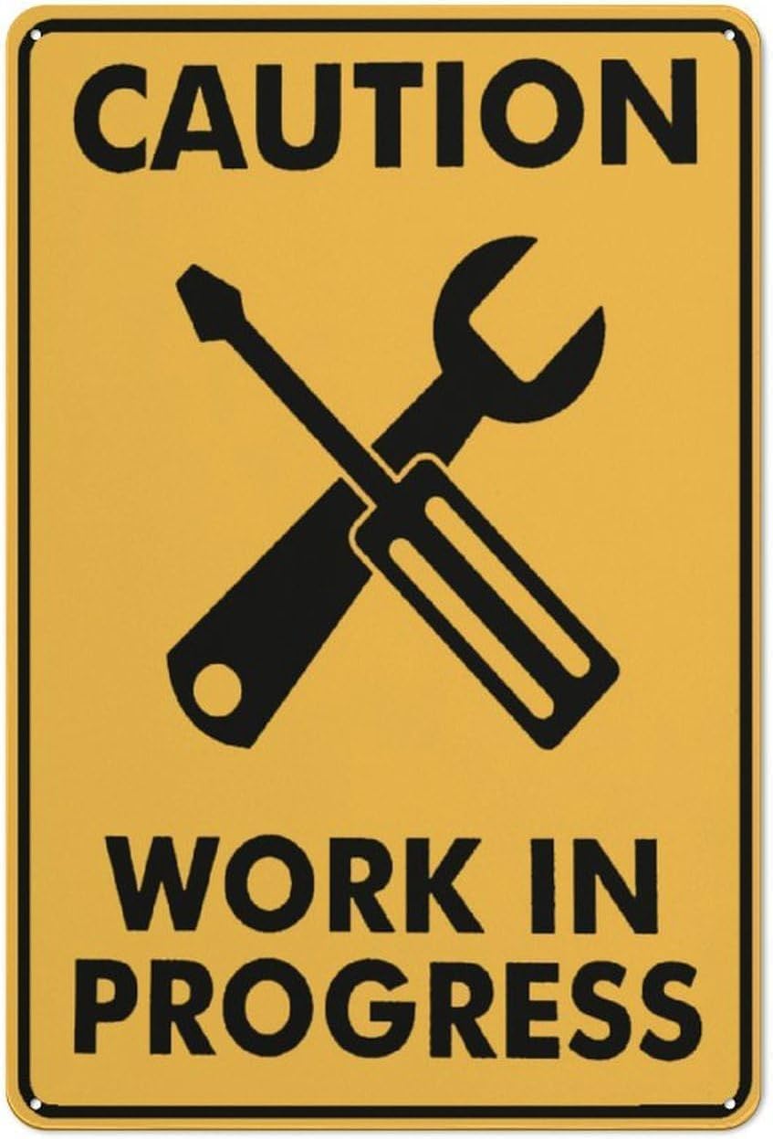 General Construction Working Area Perimeter Warning Sign, Durable Metal Plate, Farm Garage Home Indoor Outdoor Property Zone Safety Decor, 8x12 Inch