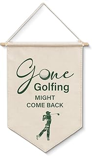XIPLUM Golf Wall Art Vintage Gone Golfing Poster Wall Decor Funny Golfer Print Hanging Pennant Banner Flag for Boys Room Playroom Bedroom, 12x16 Inches