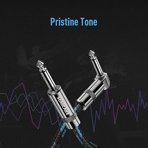 Miniatura 6 de SONICAKE Cable de guitarra de 20 pies, cable de instrumento TS de cuarto de pulgada, cable de guitarra eléctrica TS de 14 de ángulo recto a 14 recto