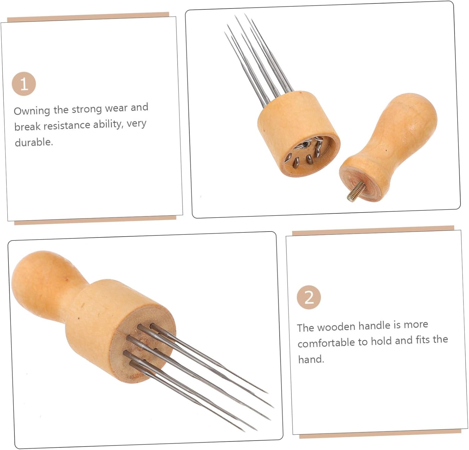 HOMSFOU Wool Felting Needle Kit 8 Needles Wooden Handle for Beginners and DIY Enthusiasts Includes for Embroidery Projects