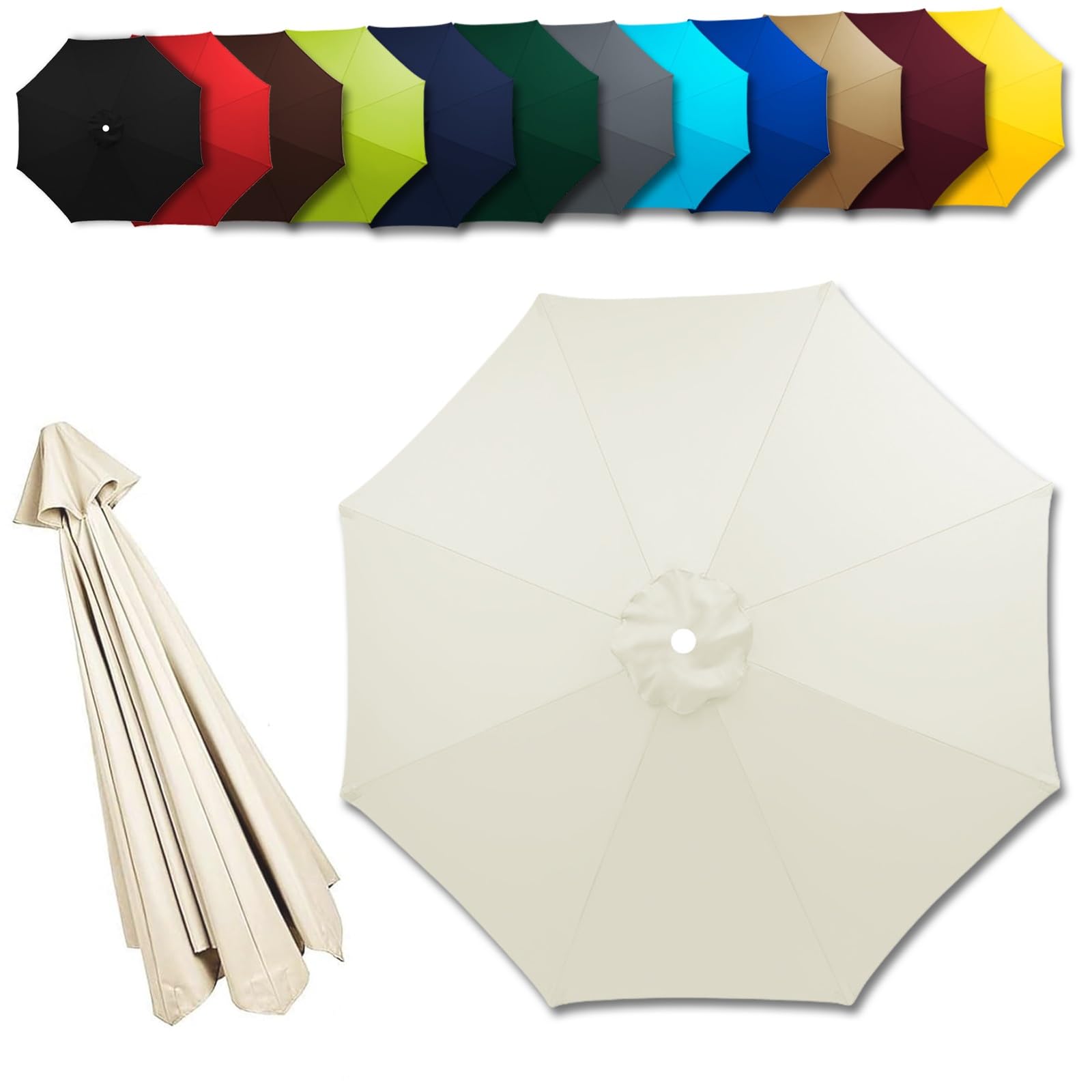 Sun Umbrella Replacement Cloth For Garden Table, 6.5ft/9ft/10ft Replacement Cover Outdoor Patio Market Umbrella Canopy UV Protection (Color : C, Size : 3.0m-6Ribs)