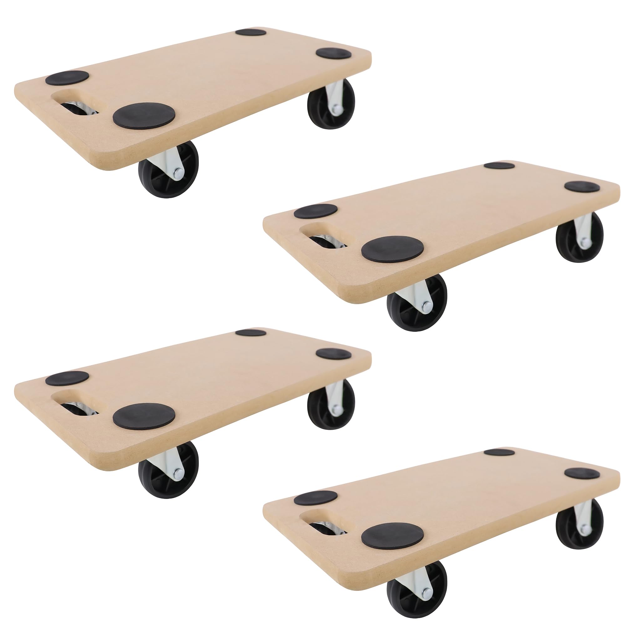 SUBTLETY Lot de 4 Planches à roulettes Chariots de Transport pour Tables 58x29x11cm Pplaque MDF avec Patins Antidérapants Charge Maximale 200KG Aide au Transport pour Meubles, Plantes, Atelier