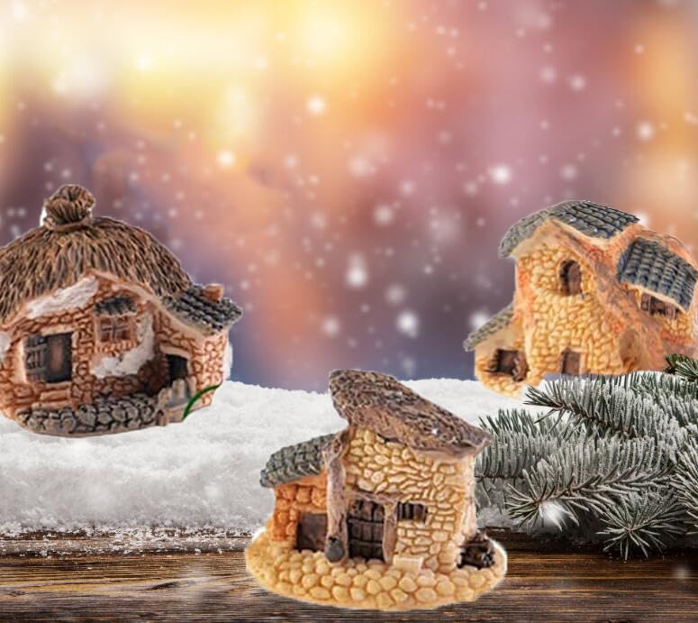 Maisons De Village Miniatures En Résine - Décorations Pour Jardin De Fées, Terrarium, Pots De Fleurs