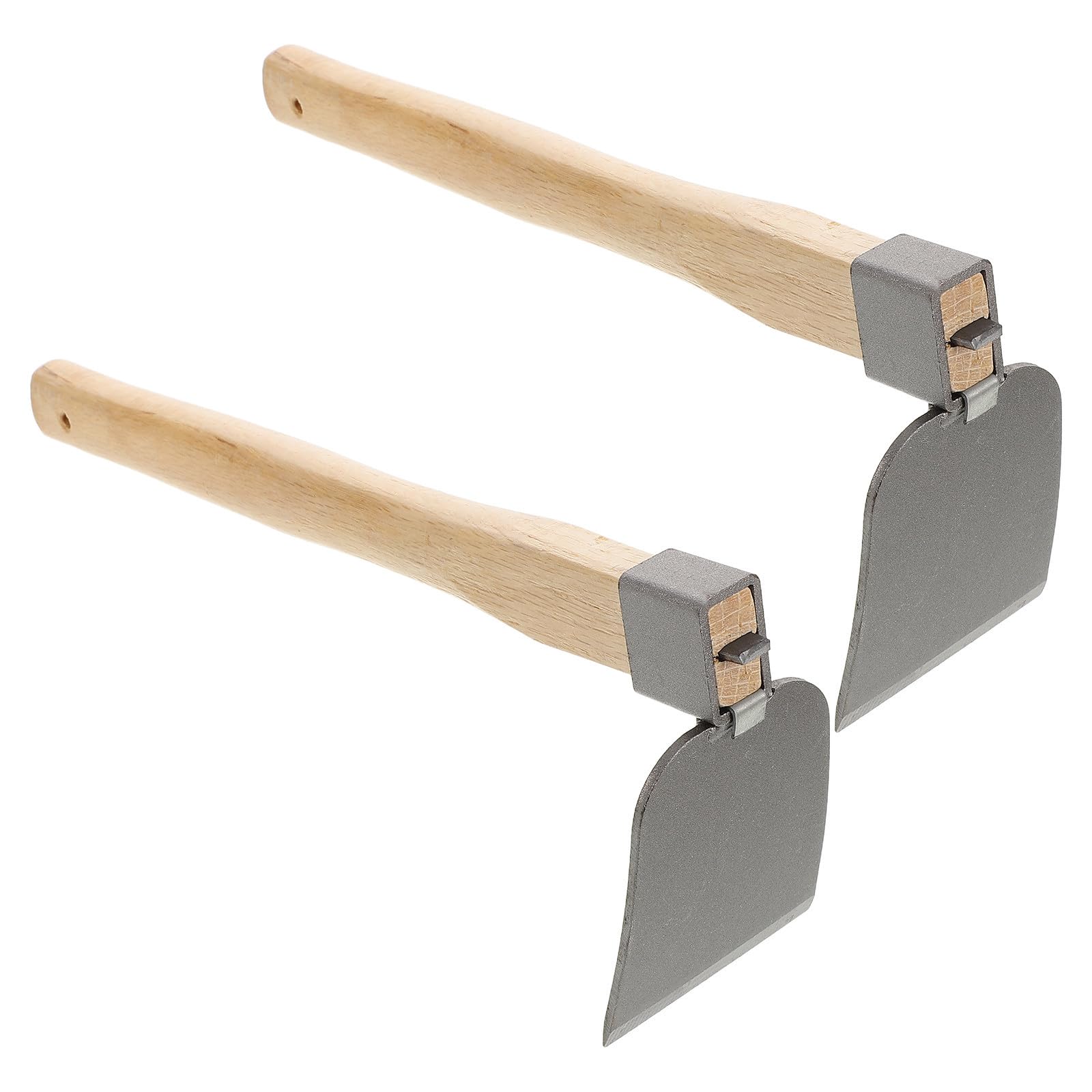 UKCOCO Azadas de Jardinería Manuales de Acero y Madera, 2 Piezas para Desherbar y Excavar Tierra, Herramienta Multiusos para Plantar y Cuidar el Jardín