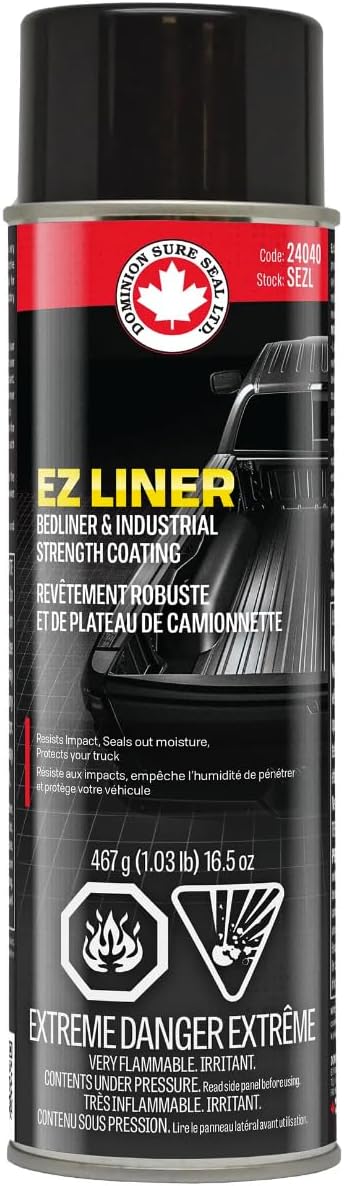 Dominion Sure Seal EZ Liner Aerosol - Fast-Drying Black Bed Liner Spray for DIY Detail, Compatible with Fluid Film, Raptor Liner, and Herculiner - Ideal for Truck Bed Protection, 16.47 Oz