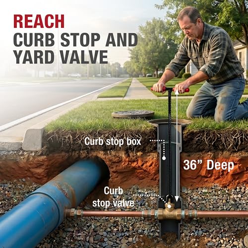 Image of HOMESTEAD 36 inch Water Meter Key - Steel T Handle, Water Key Shut Off Tool with U-shaped head