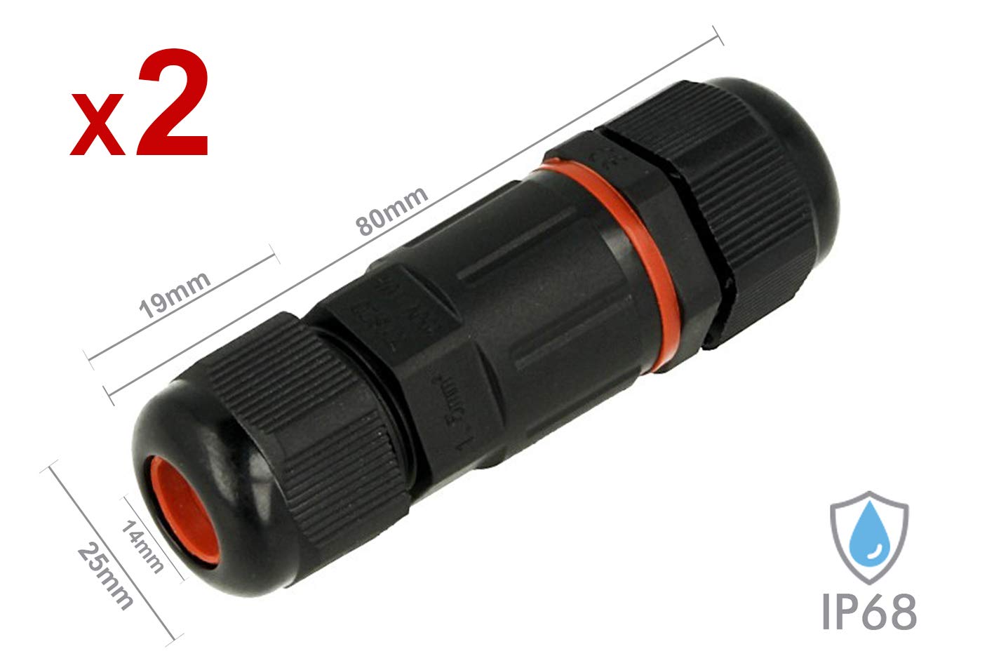 Lot De 2 Raccords étanches En T, IP68, Section Maximale De 2,5 Mm² [Classe énergétique A